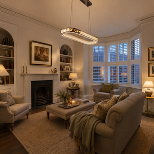ring pendant light in a sunlit breakfast nook
