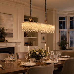 arvia-opulent gold crystal accents pendant light in a sunlit breakfast nook