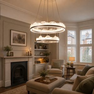 aluminium pendant light in a sunlit breakfast nook
