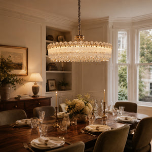 oval pendant light in a sunlit breakfast nook