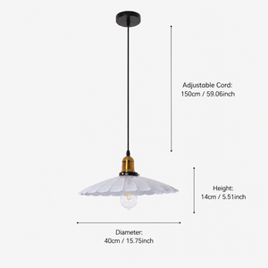dimension chart for the white iron pendant for white iron pendant light