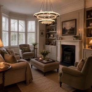 aluminium pendant light in a sunlit breakfast nook