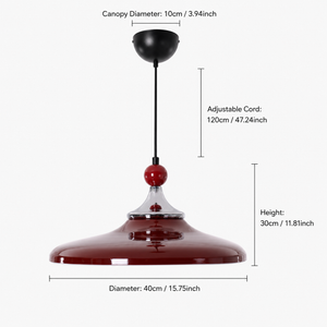 dimension chart for the red iron pendant for red iron pendant light