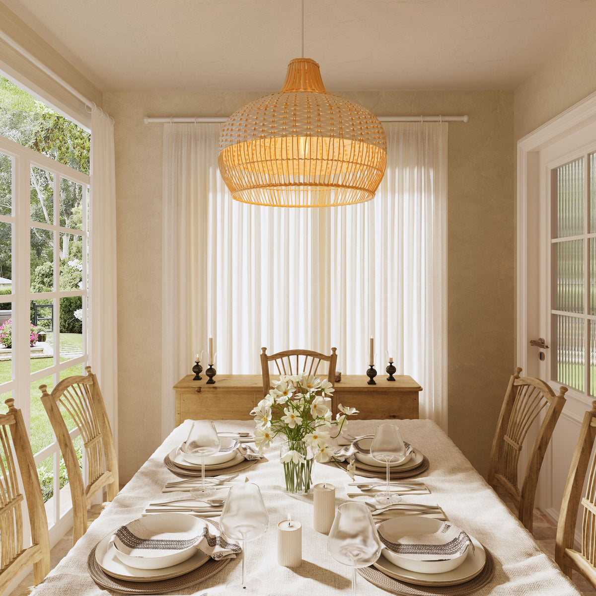 Lightsin Handwoven Rattan Pendant Light for Kitchen and Boho-Style Interiors Lightsin UK