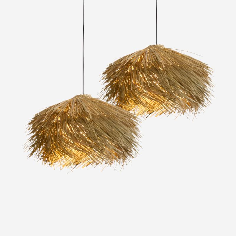Straw Stack Shaped Rattan Woven Pendant Light
