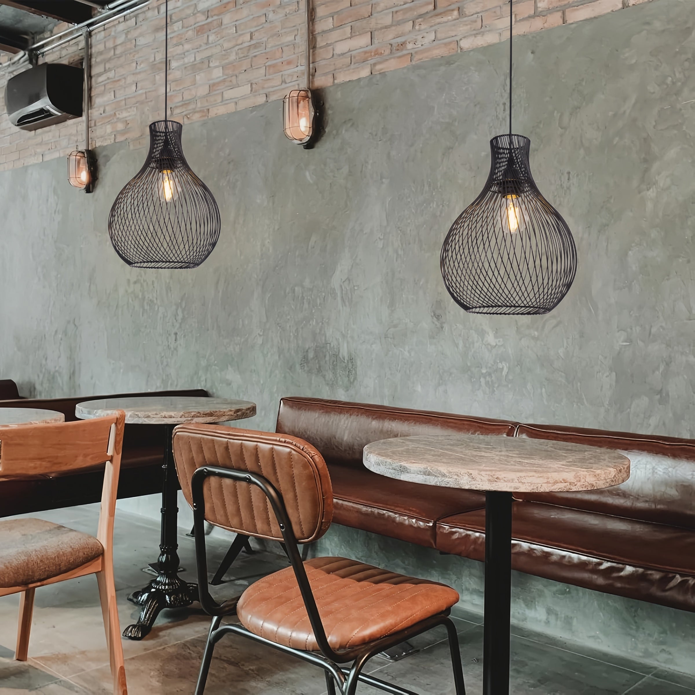 Modern Black Iron Pendant Light | Industrial Geometric Design for Kitchen & Dining Room