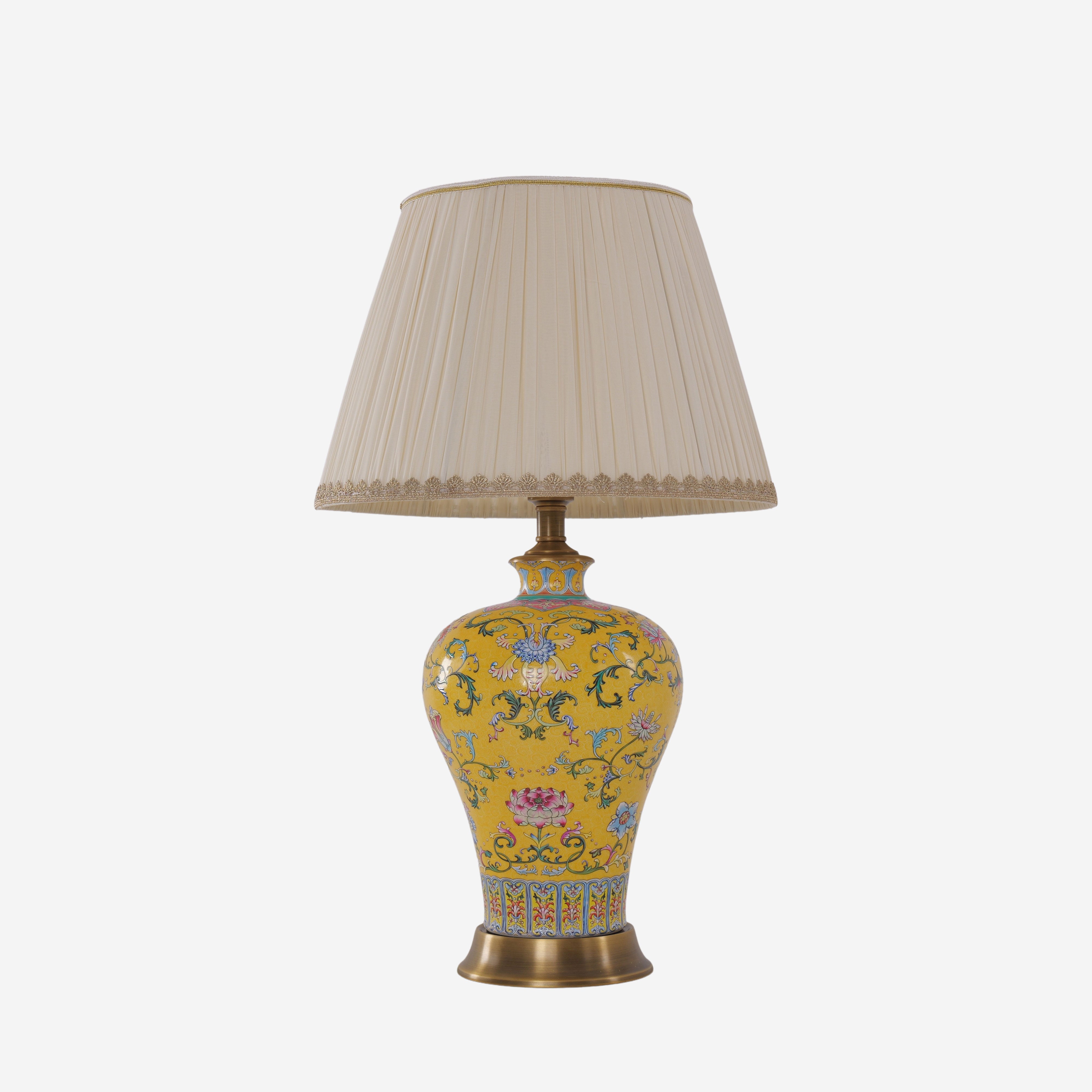 Vibrant Ceramic Table Lamps for Living Room – Handcrafted Design with Warm Fabric Shade