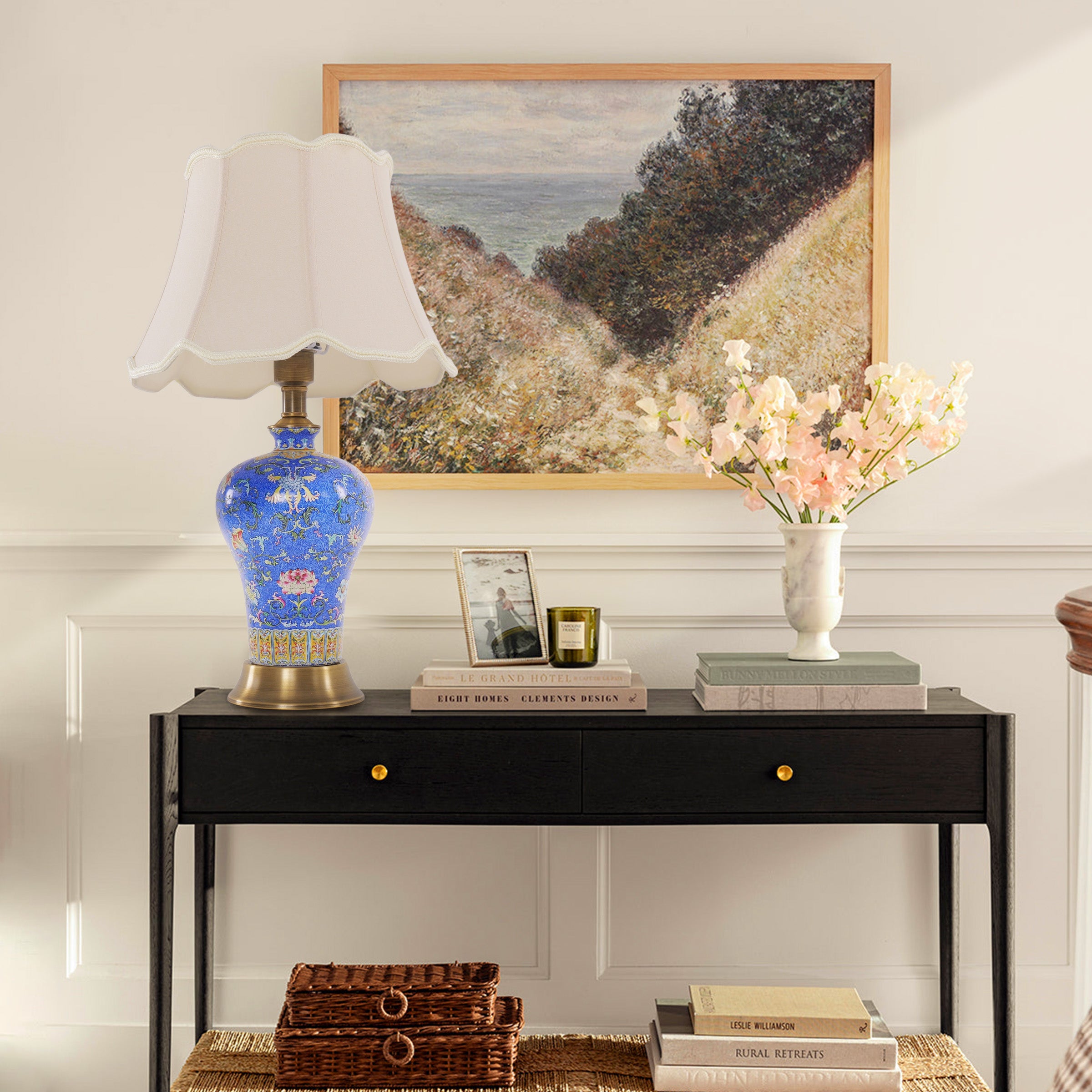 Elegant Handcrafted Ceramic Table Lamp Collection with Floral Design