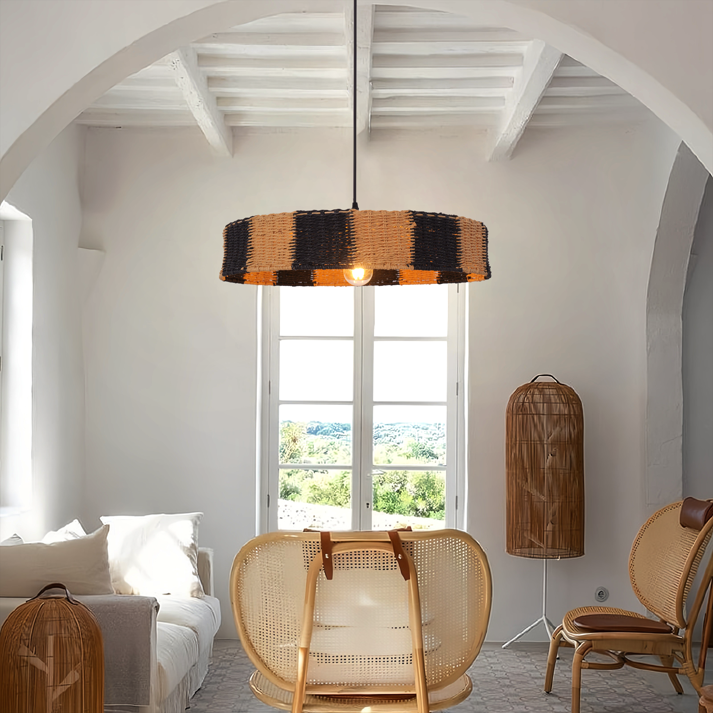 Handwoven Paper Rope Pendant Light for a Warm Modern Glow