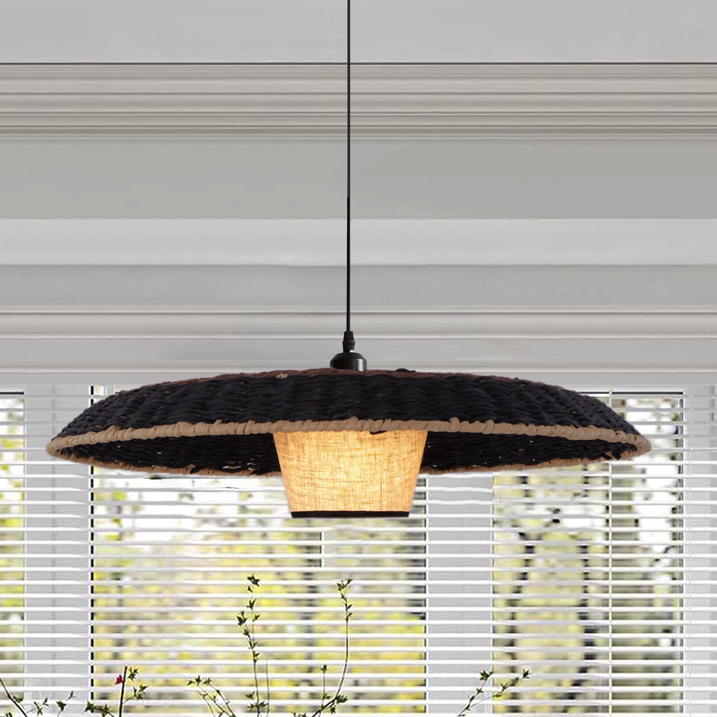 Stylish Two-Tone Handwoven Pendant Light Fixture