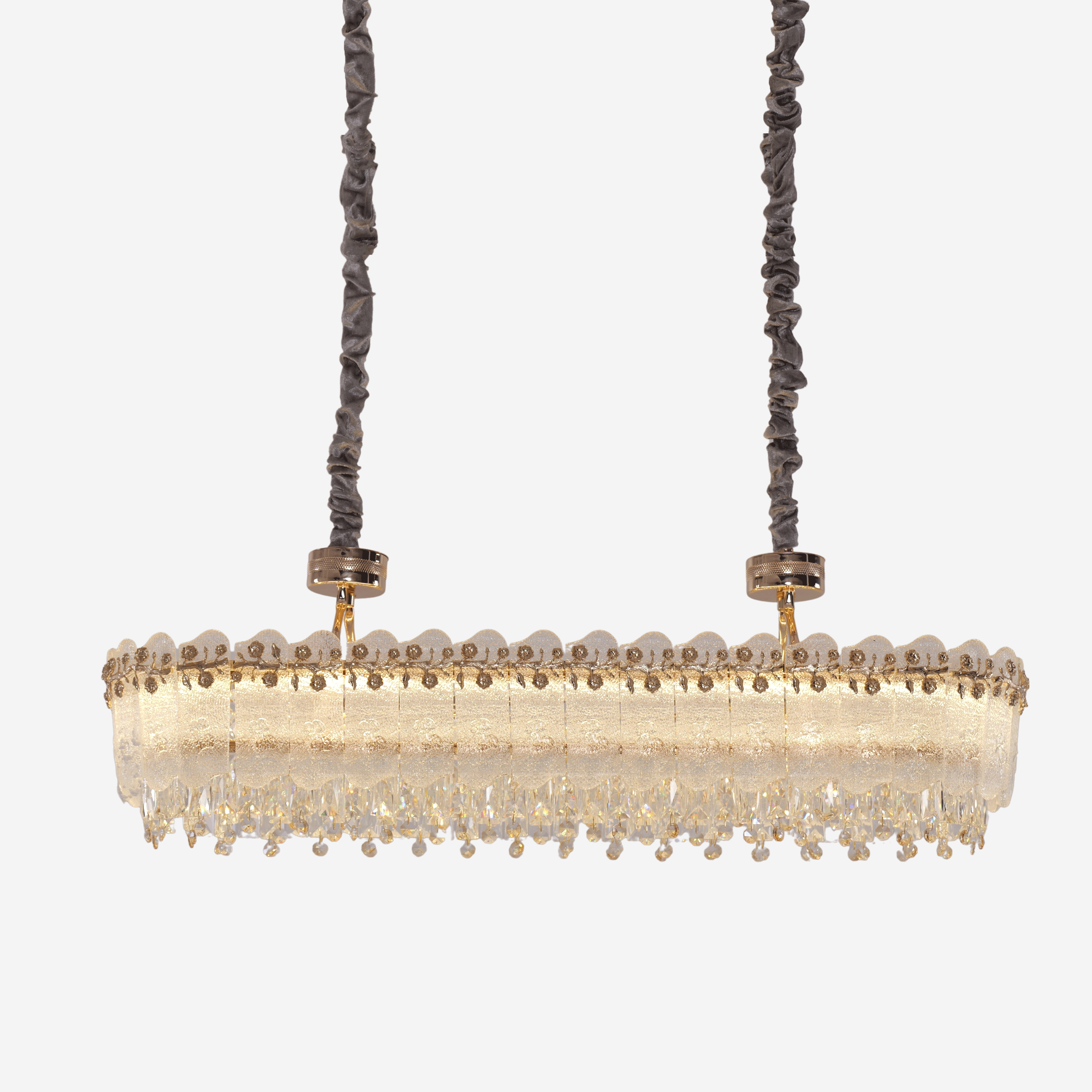 Arvia-Contemporary Oval & Round Crystal Pendant Ceiling Light Dimmable Fixture