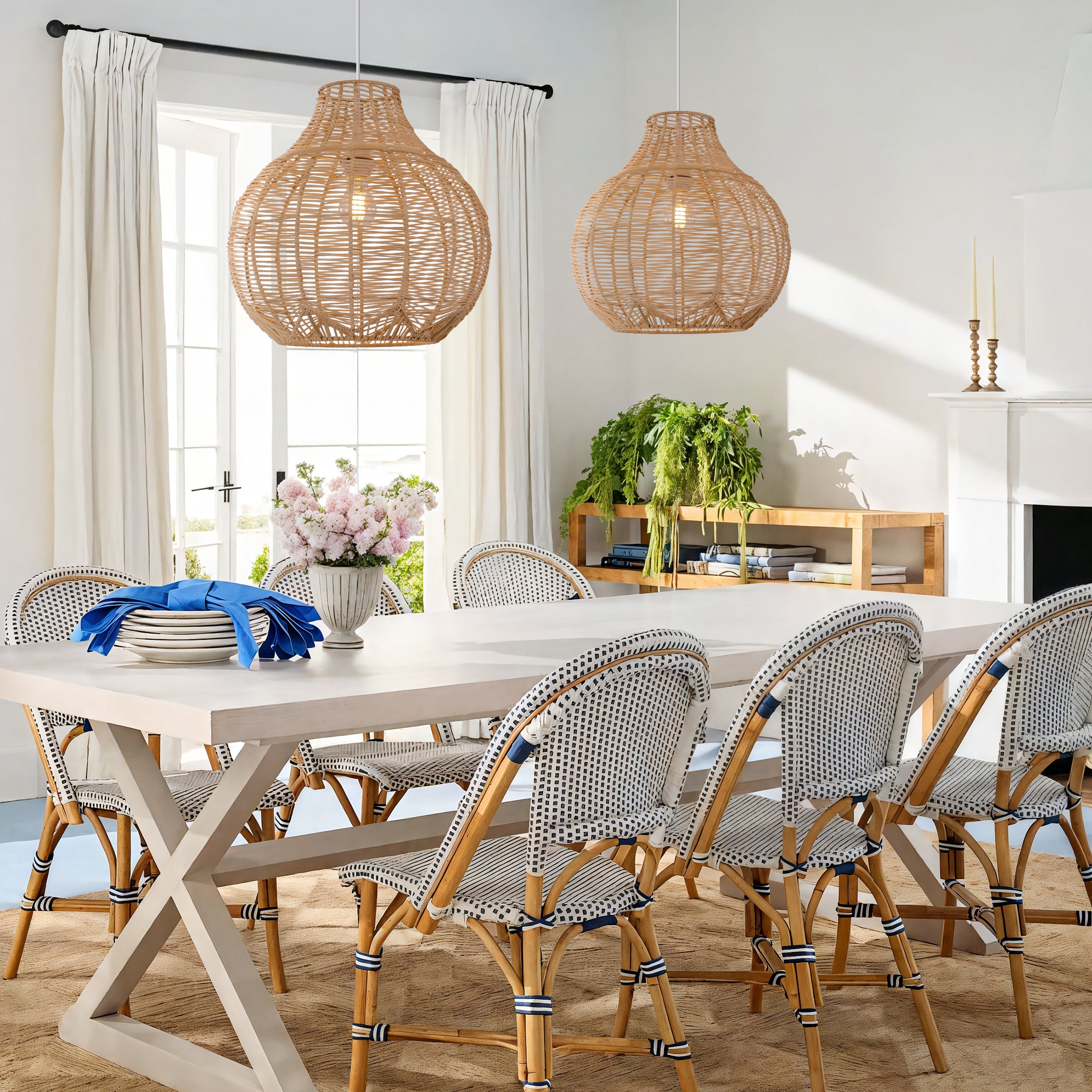 Open-Gourd  Rattan Pendant Light for Kitchen & Dining Room