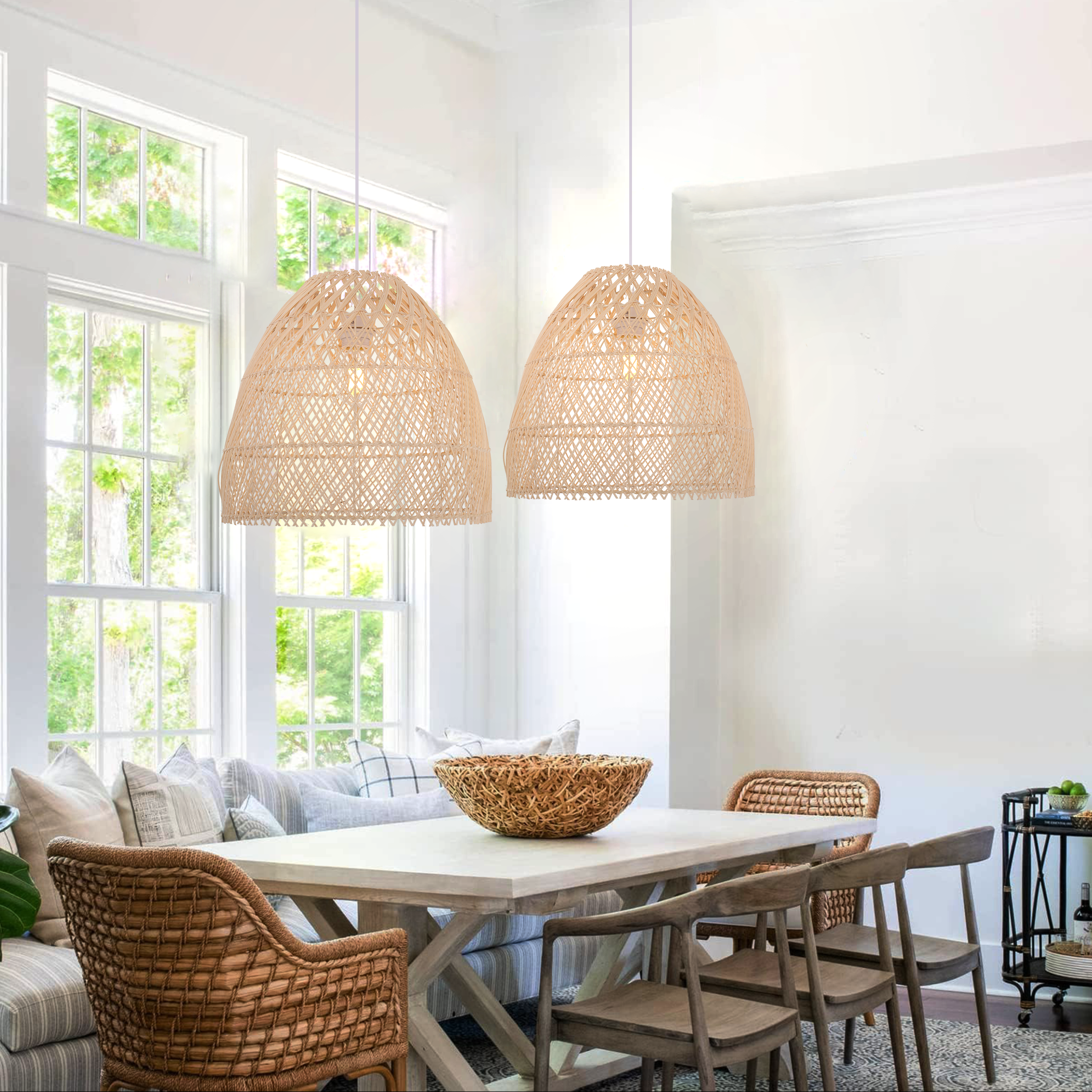 TerraBell Dome Shaped Rattan Hanging Light