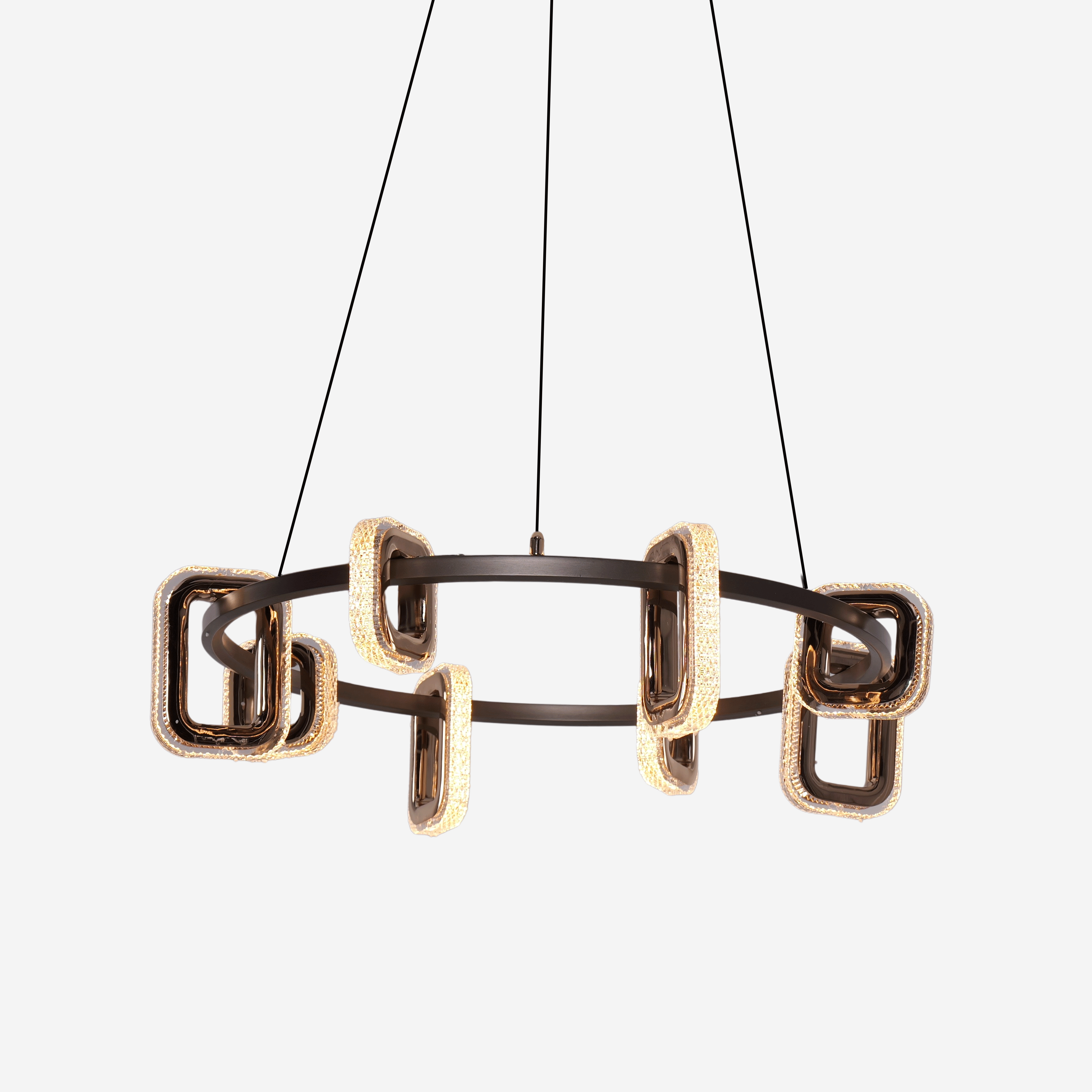 Gold Geometric LED Pendant Light with Acrylic Accents