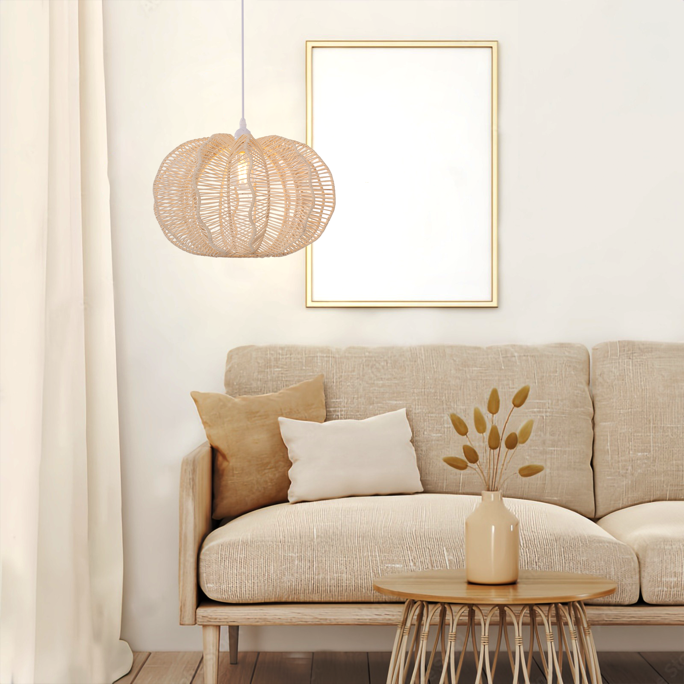 Woven Rattan Ceiling Light for a Serene Ambiance