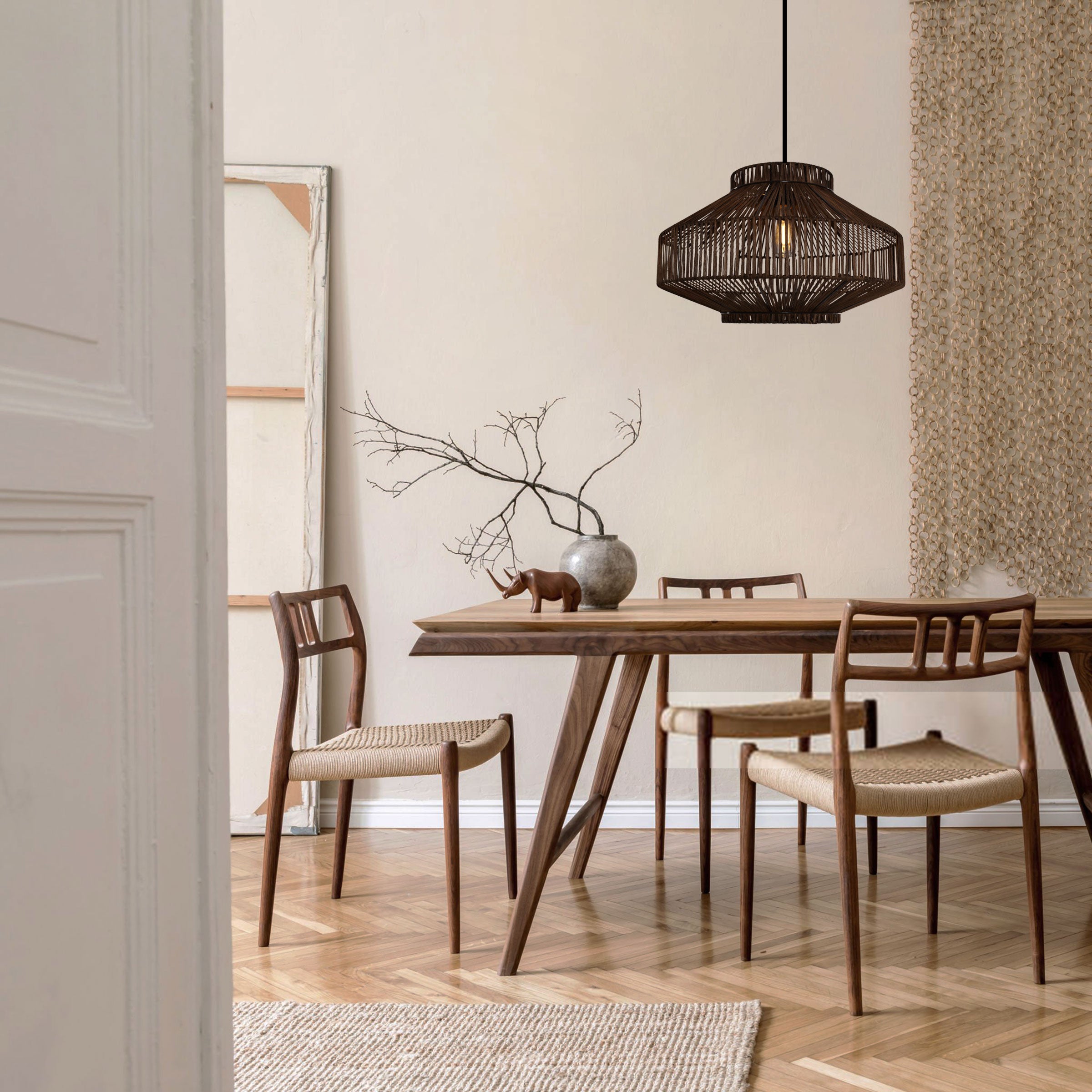 Natural Woven Rattan Pendant Light for Modern Boho Interiors