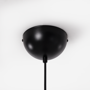 red iron pendant light with shade and canopy details