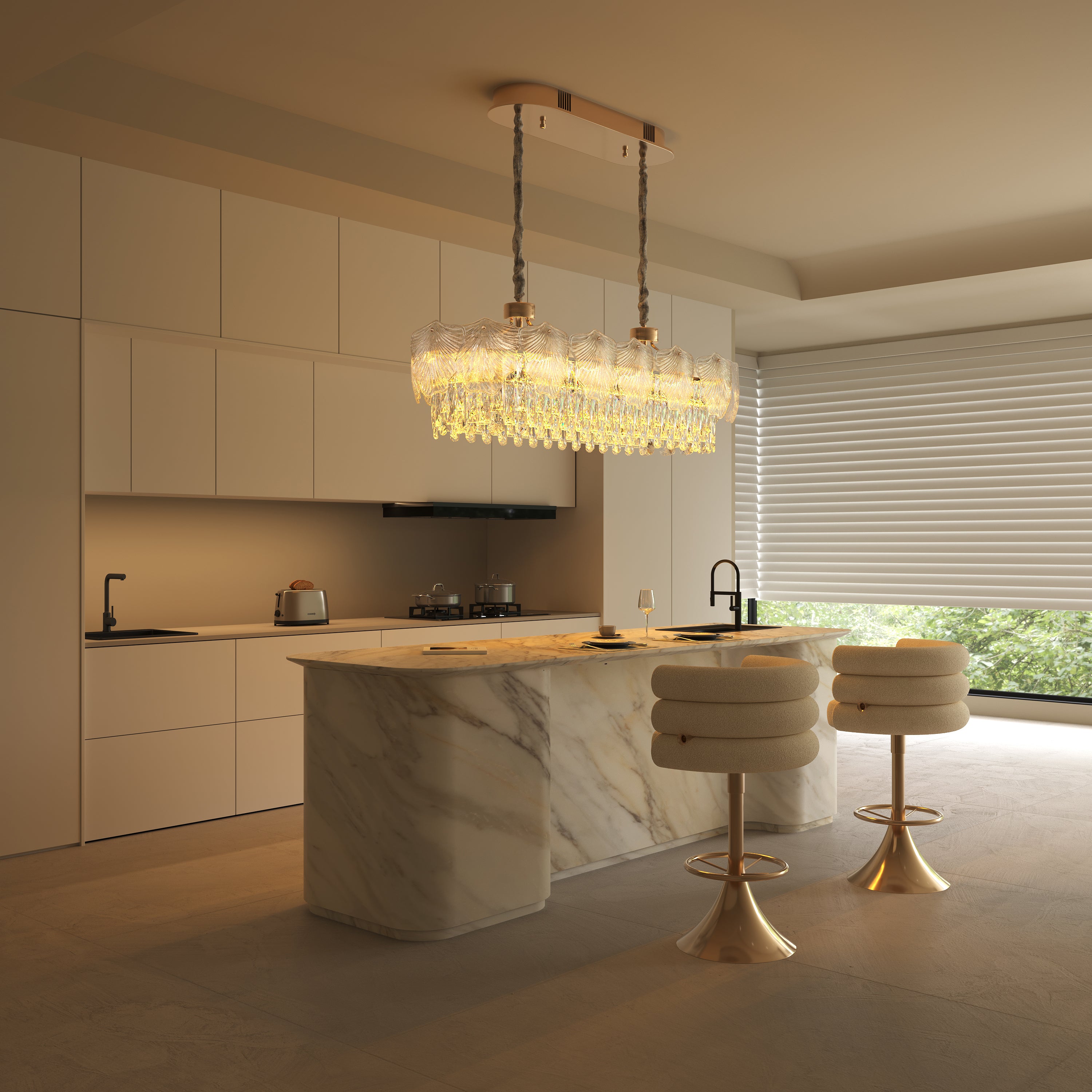 Kitchen Island Lighting Modern Luxury Crystal Dimmable Pendant Light