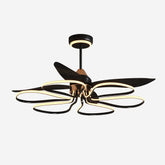 36-inch Black Modern Petal LED Ceiling Fan with Light - 6-Speed with Remote Control