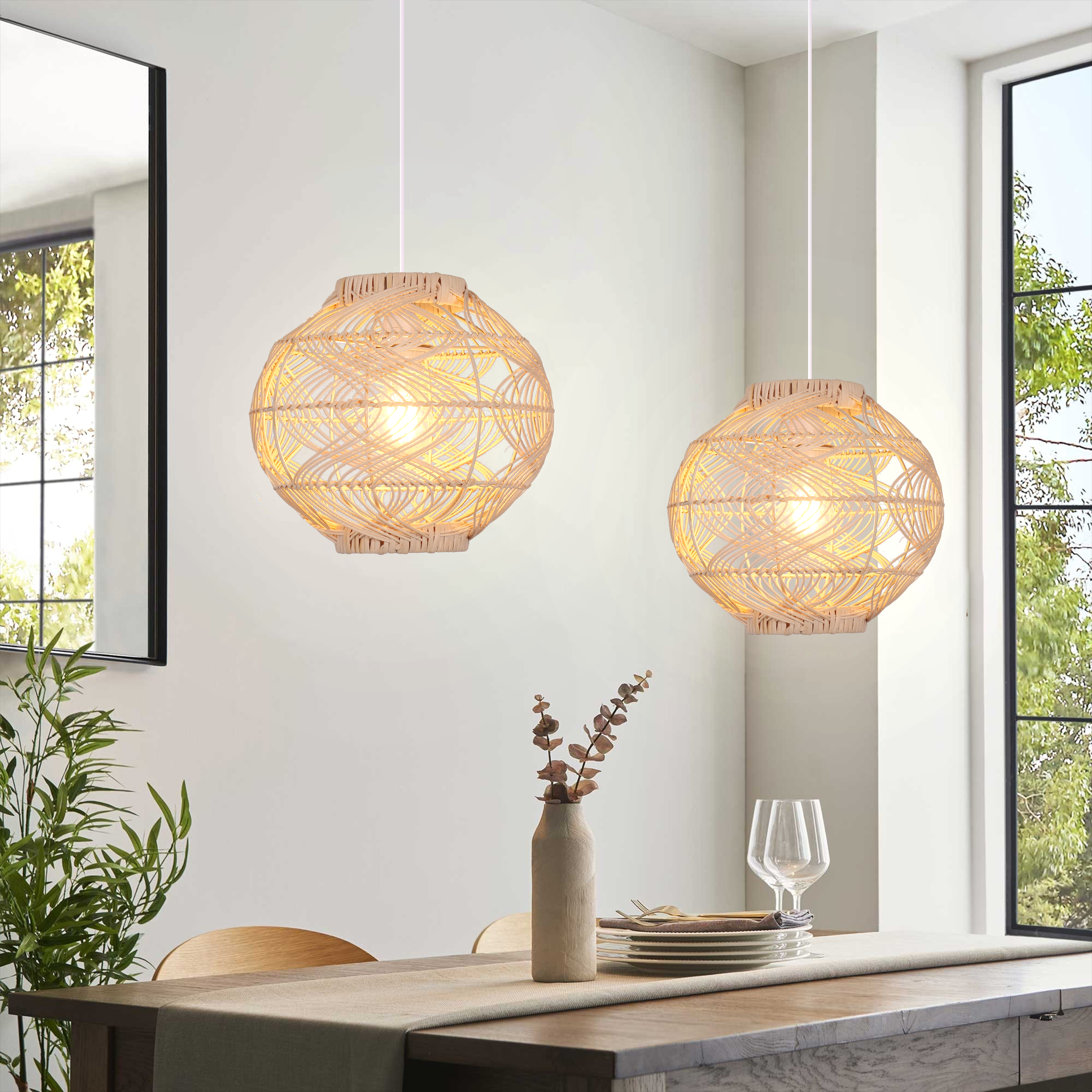 Artisanal Rattan Pendant Light for Warm Interiors