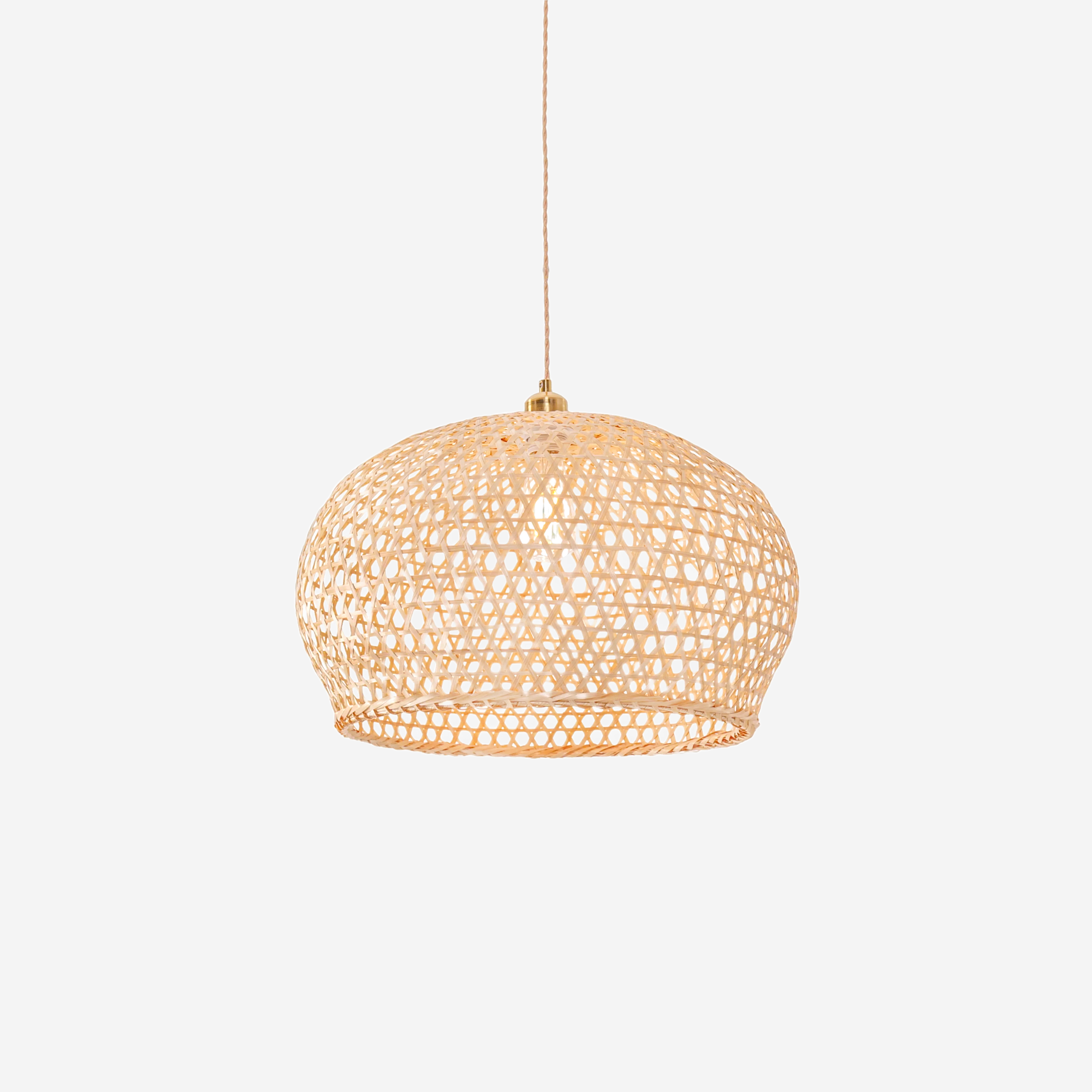 Natural Bamboo Pendant Light with Handwoven Lampshades in Four Sizes
