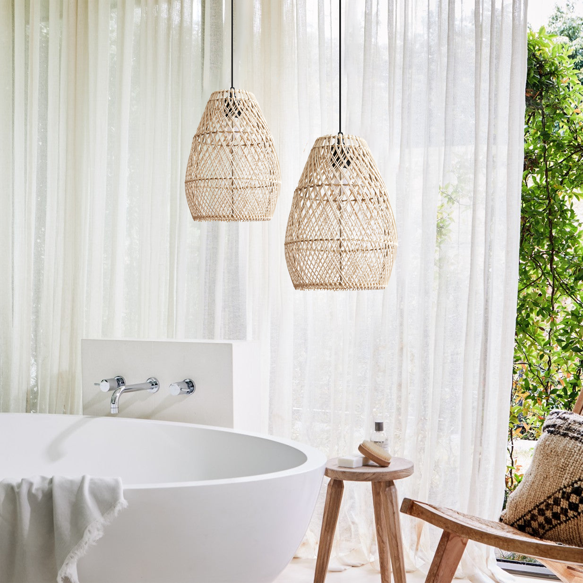 Eco-Friendly Rustic Rattan Pendant Light For Home Decor