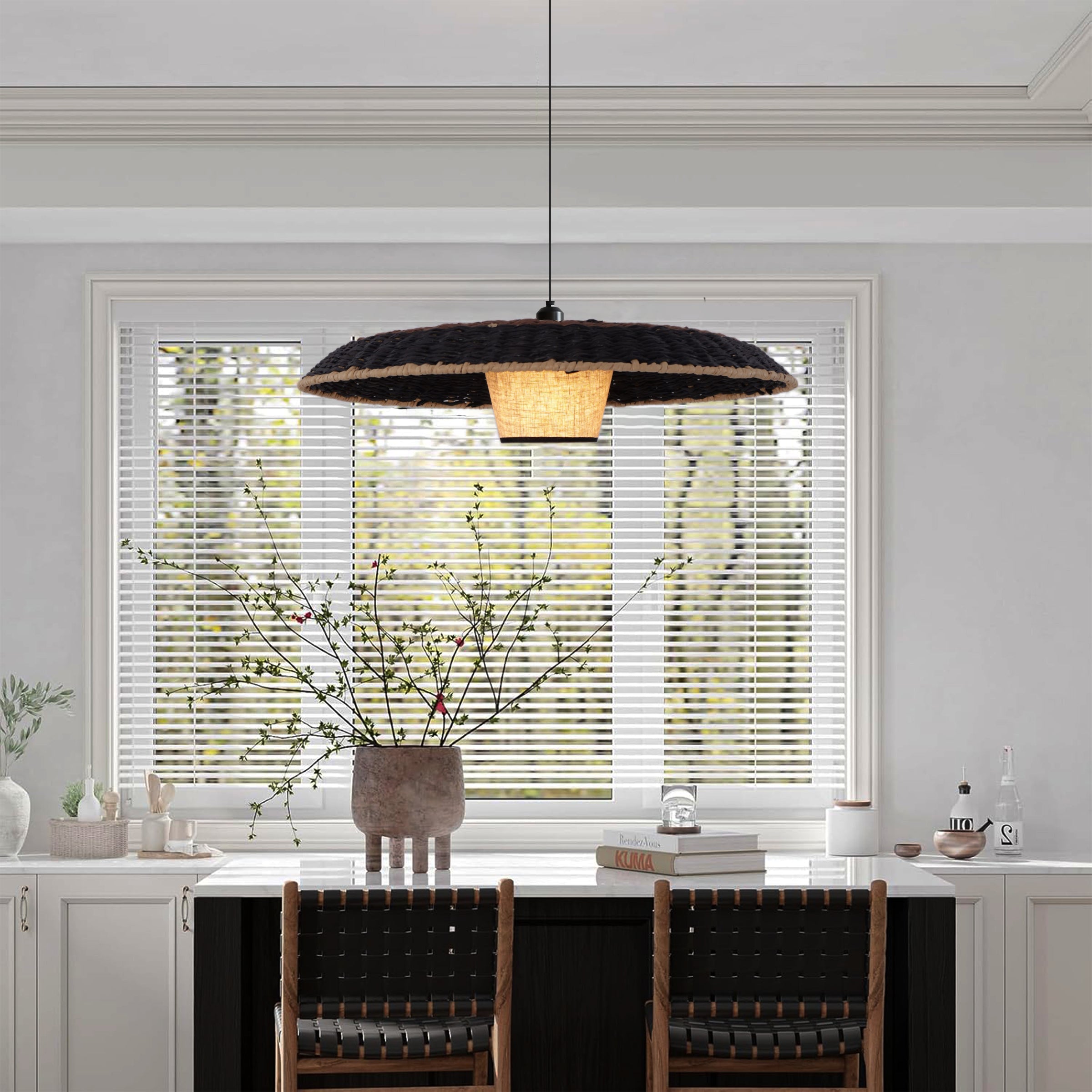 Stylish Two-Tone Handwoven Pendant Light Fixture