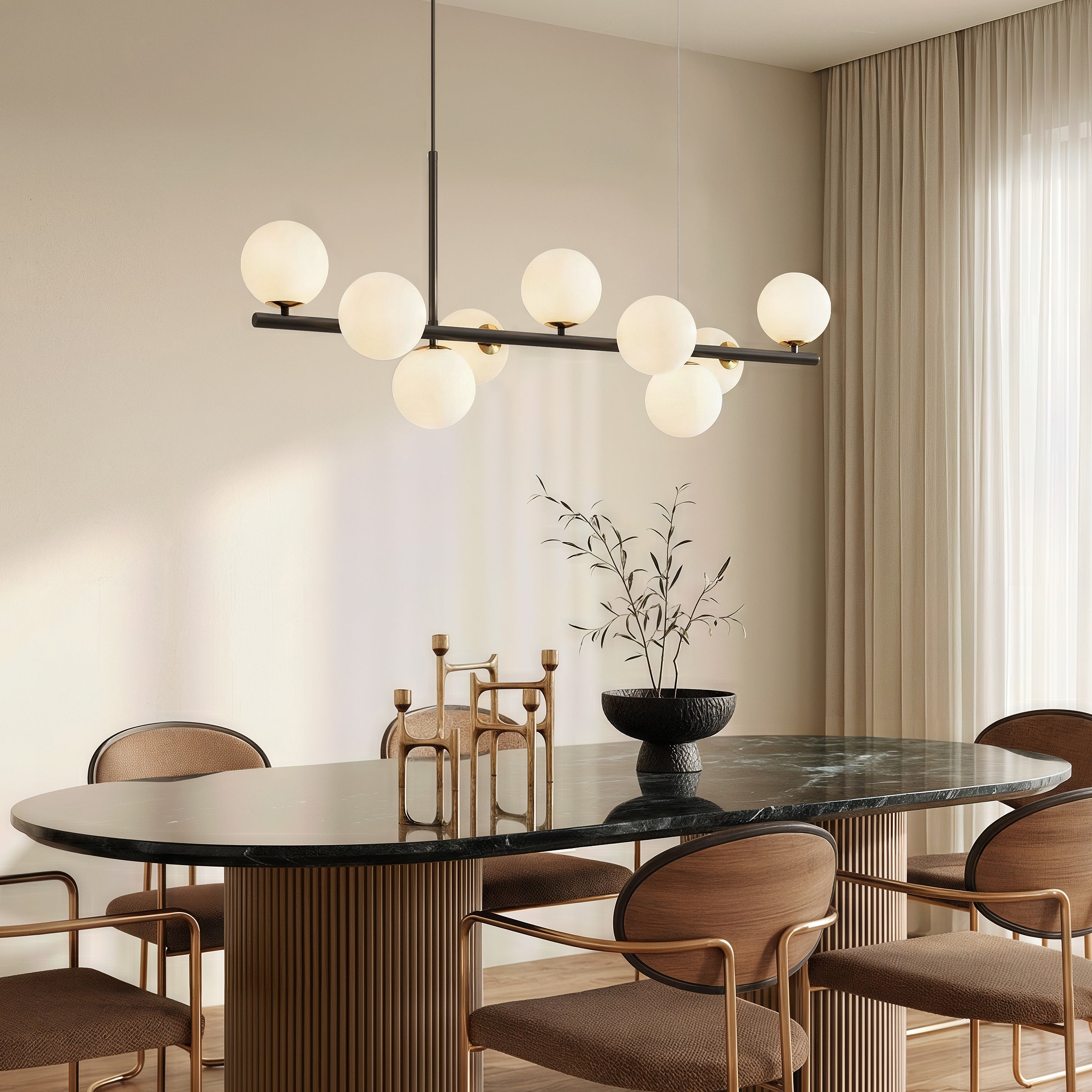 Starry Bean Black Linear Chandelier – Light G9 Pendant