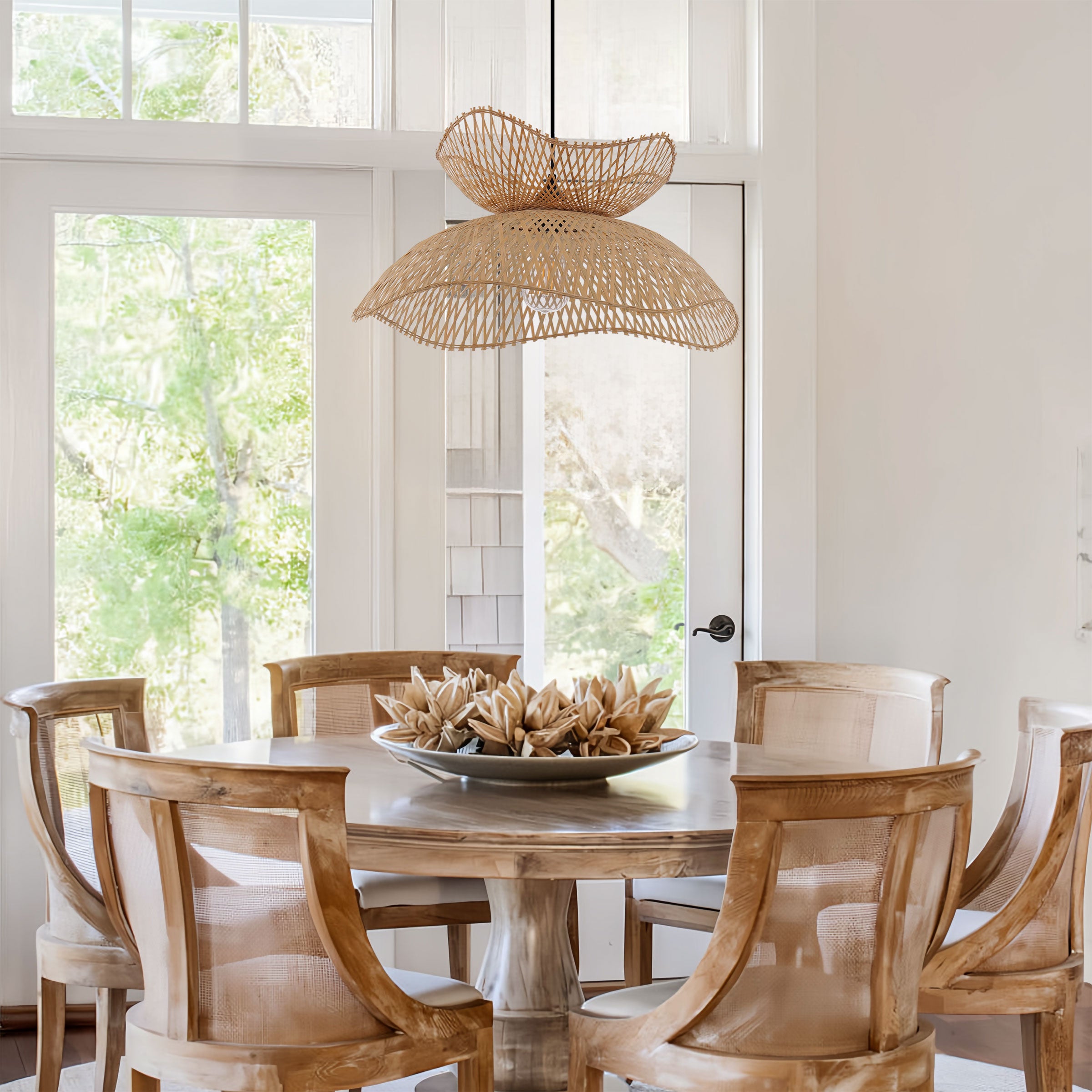 Handwoven Bamboo Pendant Light Eco-Friendly Ceiling Lighting for Home