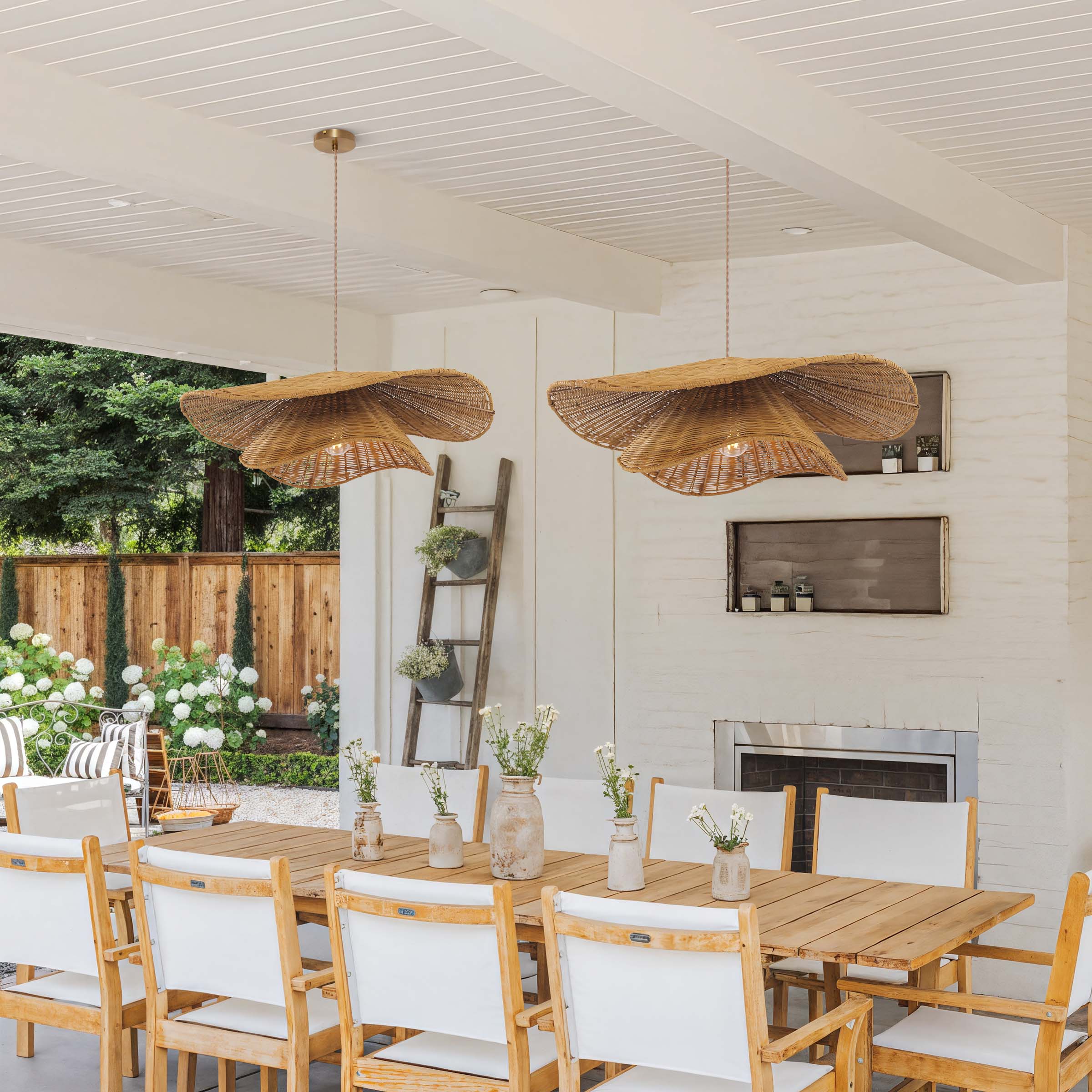 Organic Woven Rattan and Iron Pendant Light for Cozy Spaces