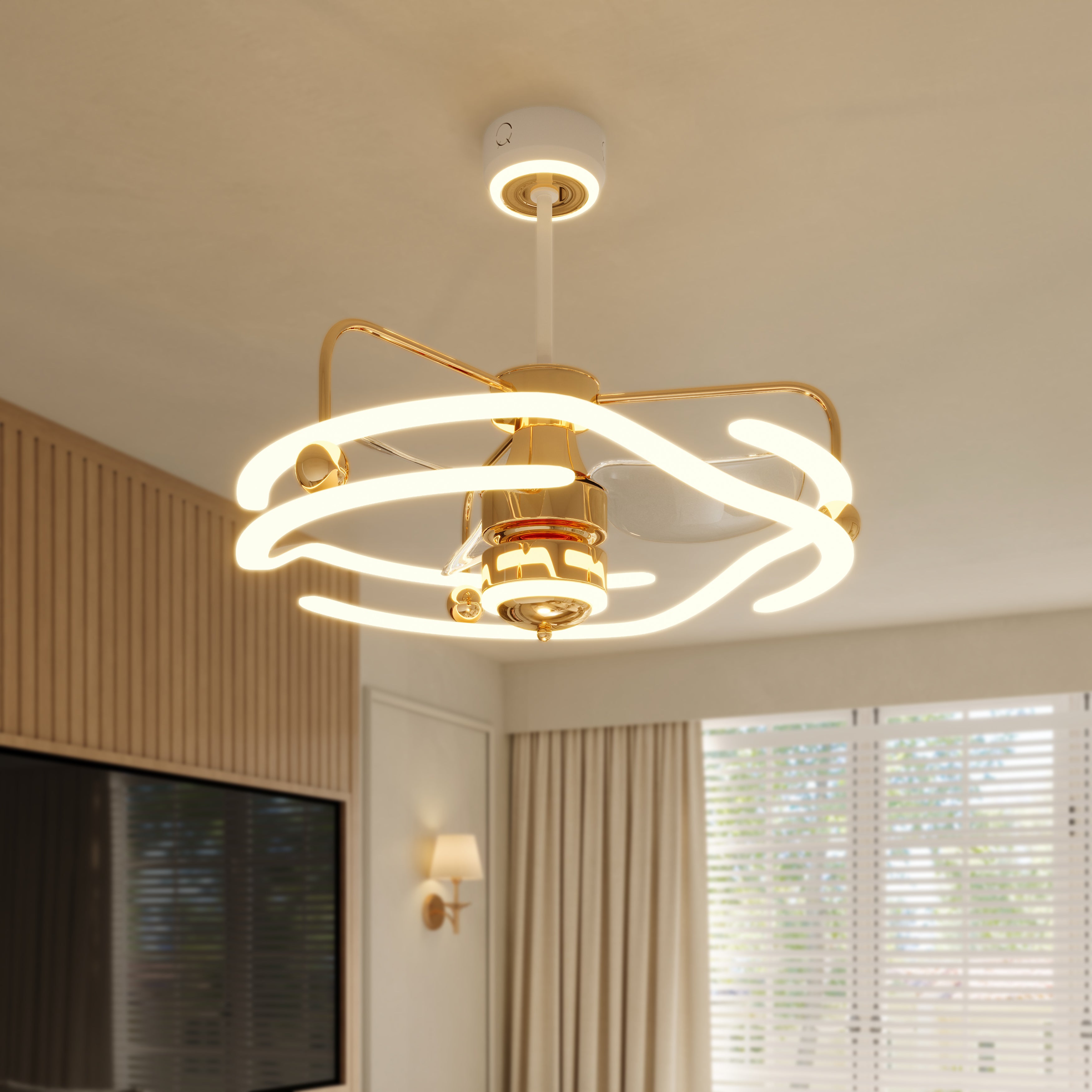 Modern Ceiling Fan with Light, Remote Control – Quiet, Adjustable 6-Speed Fan