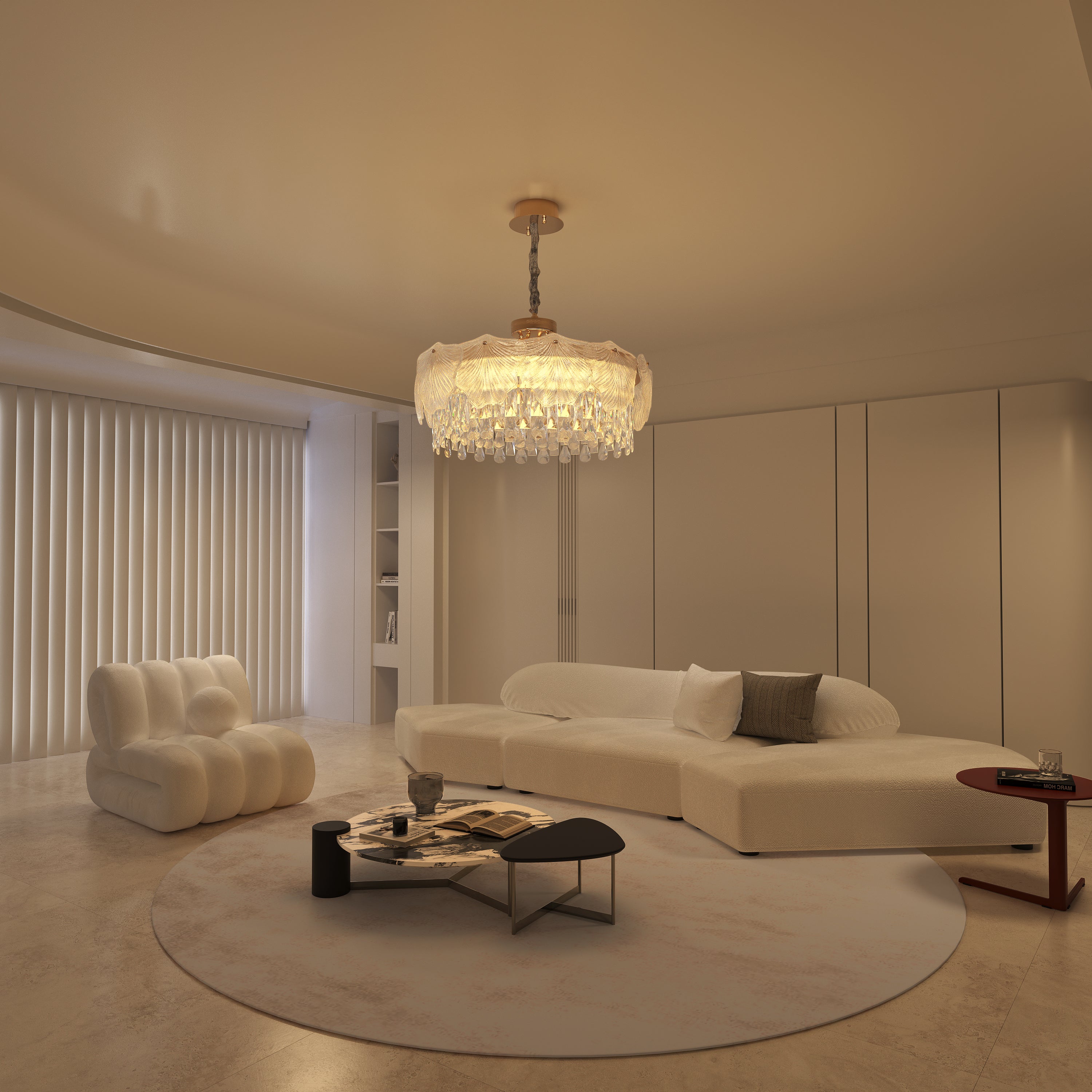 Arvia-Opulent Gold Pendant Light with Crystal Accents