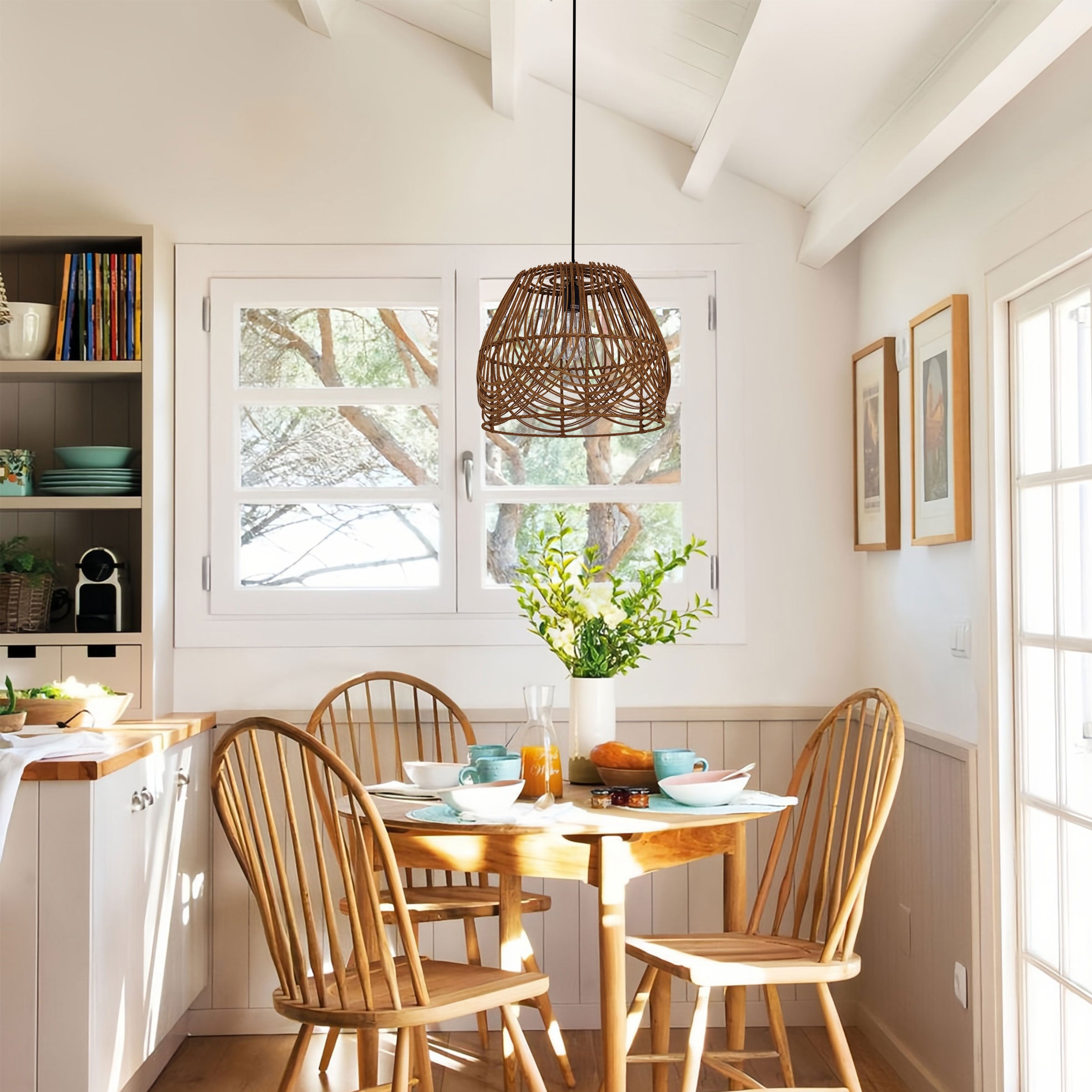 Rustic Woven Rattan Pendant Light for Living Spaces