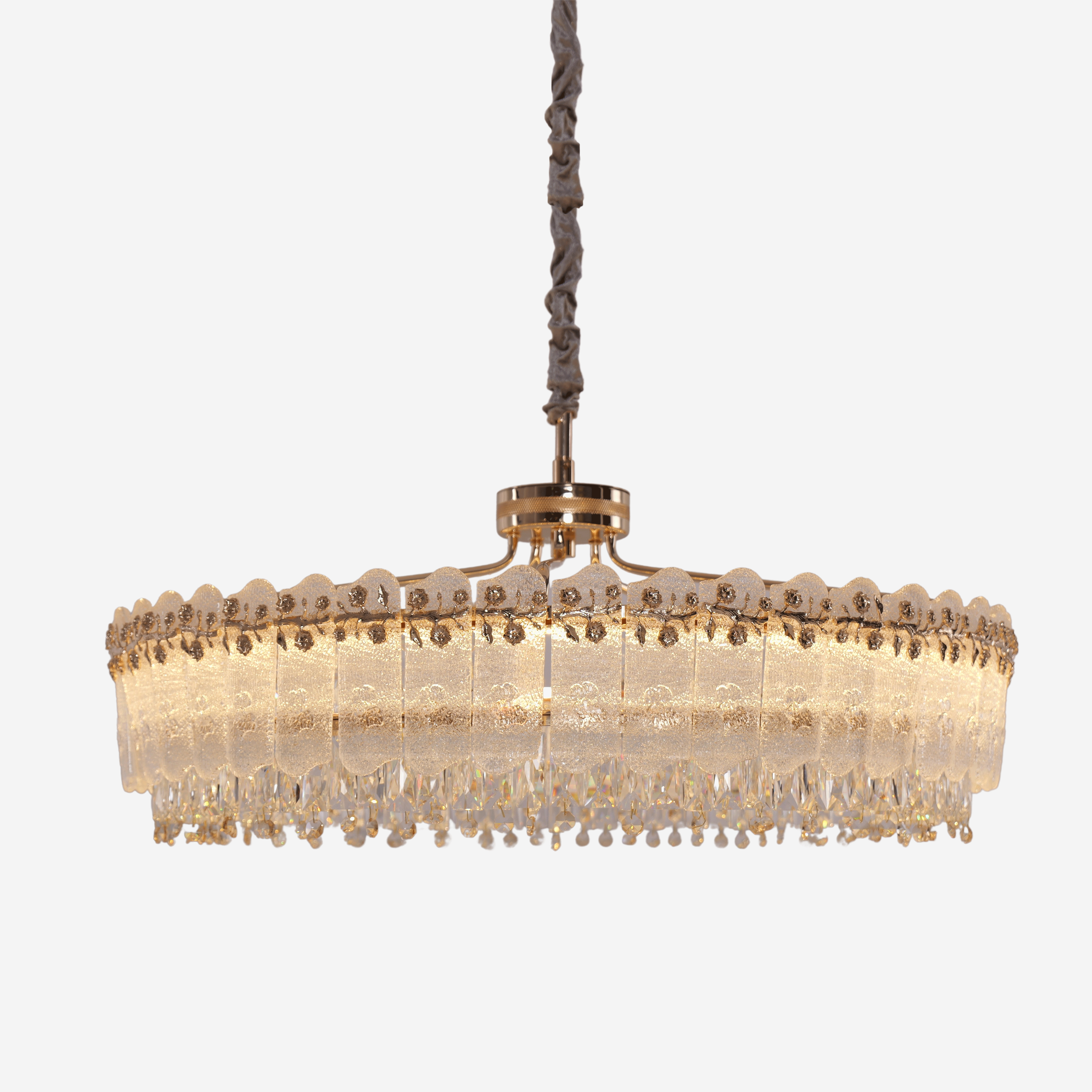 Arvia-Contemporary Oval & Round Crystal Pendant Ceiling Light Dimmable Fixture