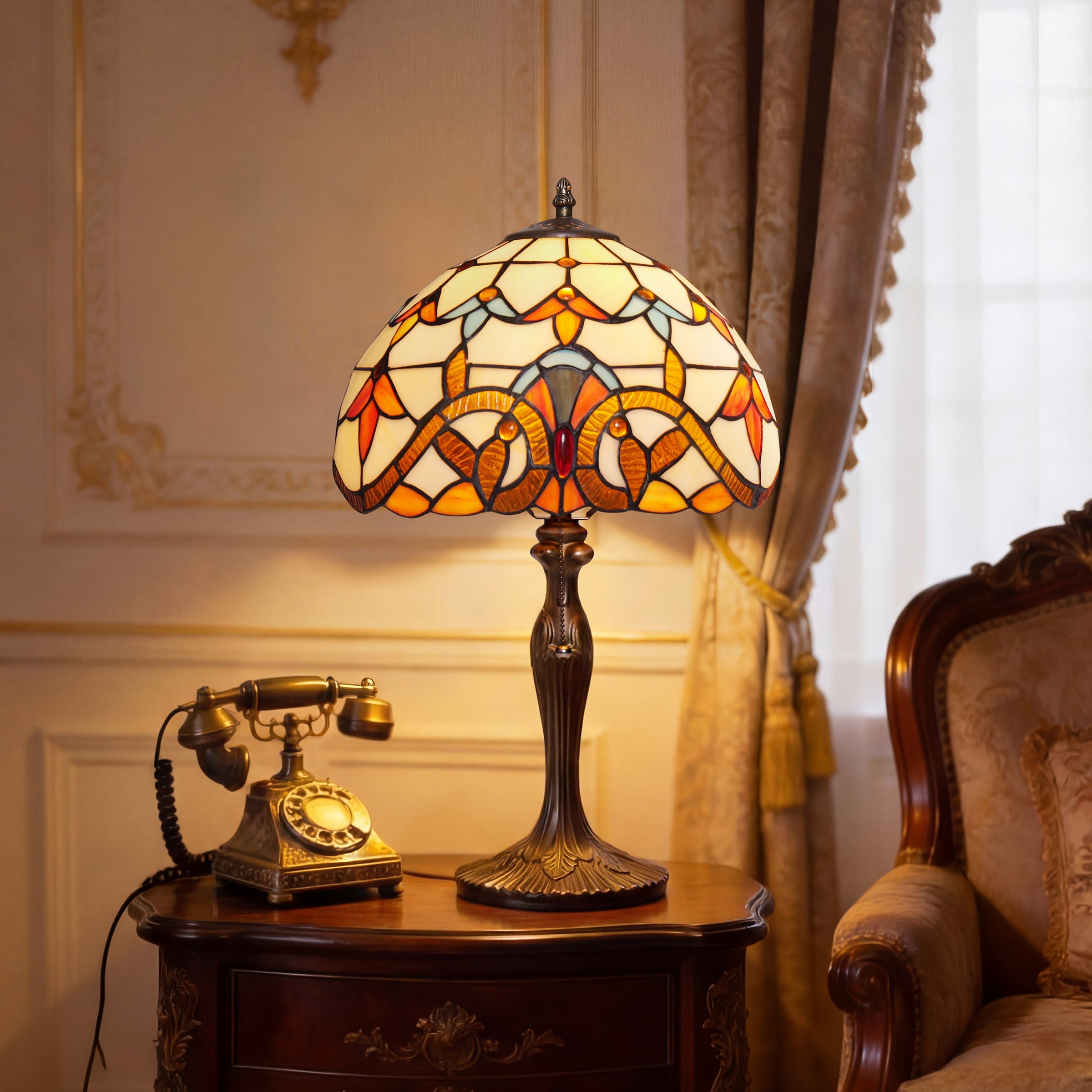 Tiffany Table Lamp | Handcrafted Stained Glass Butterfly Series