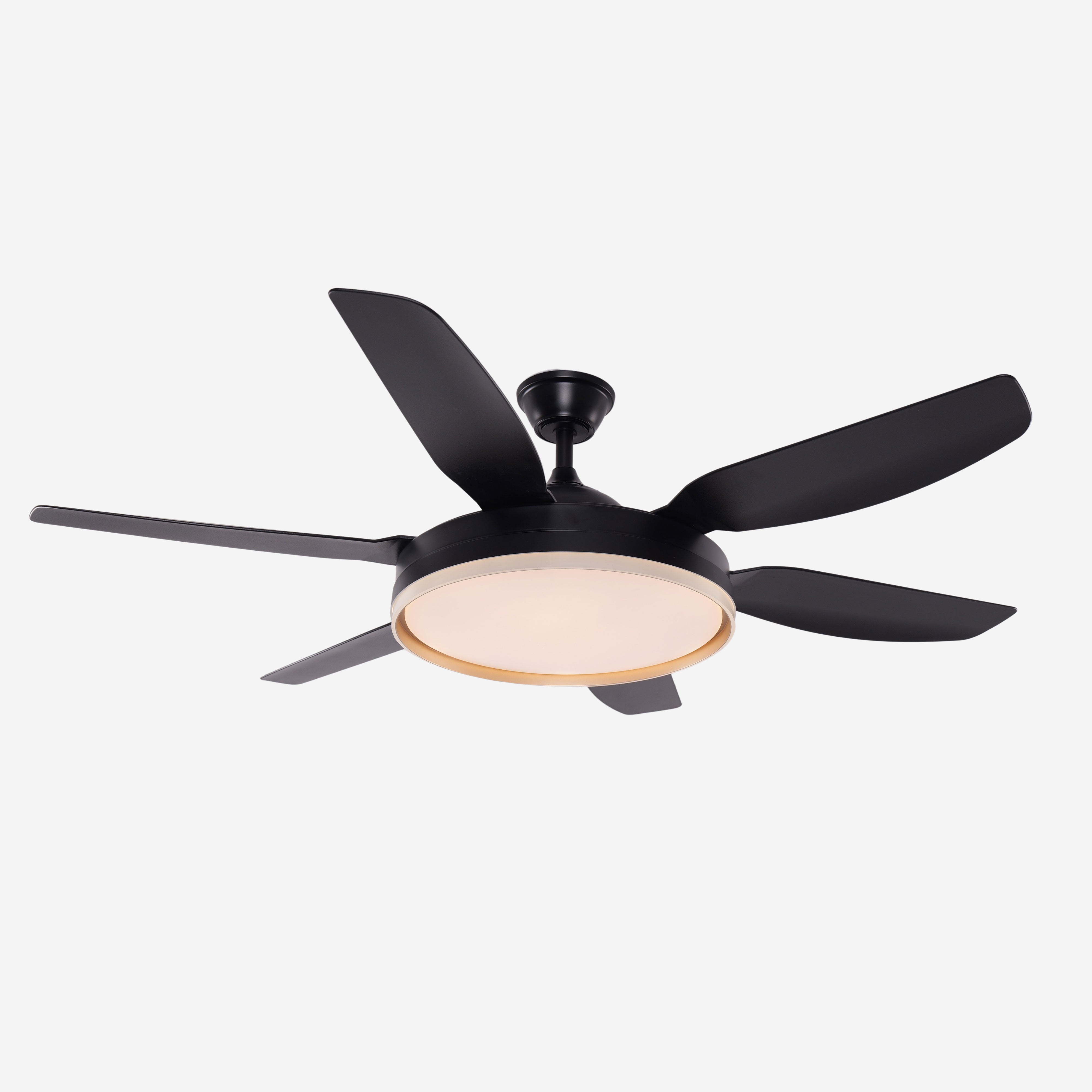 Modern Smart Black Ceiling Fan Light with Remote Control & 6-Speed Settings
