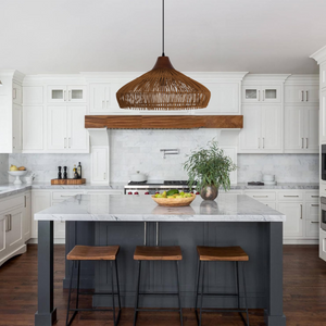 Handmade bamboo pendant light for kitchen island
