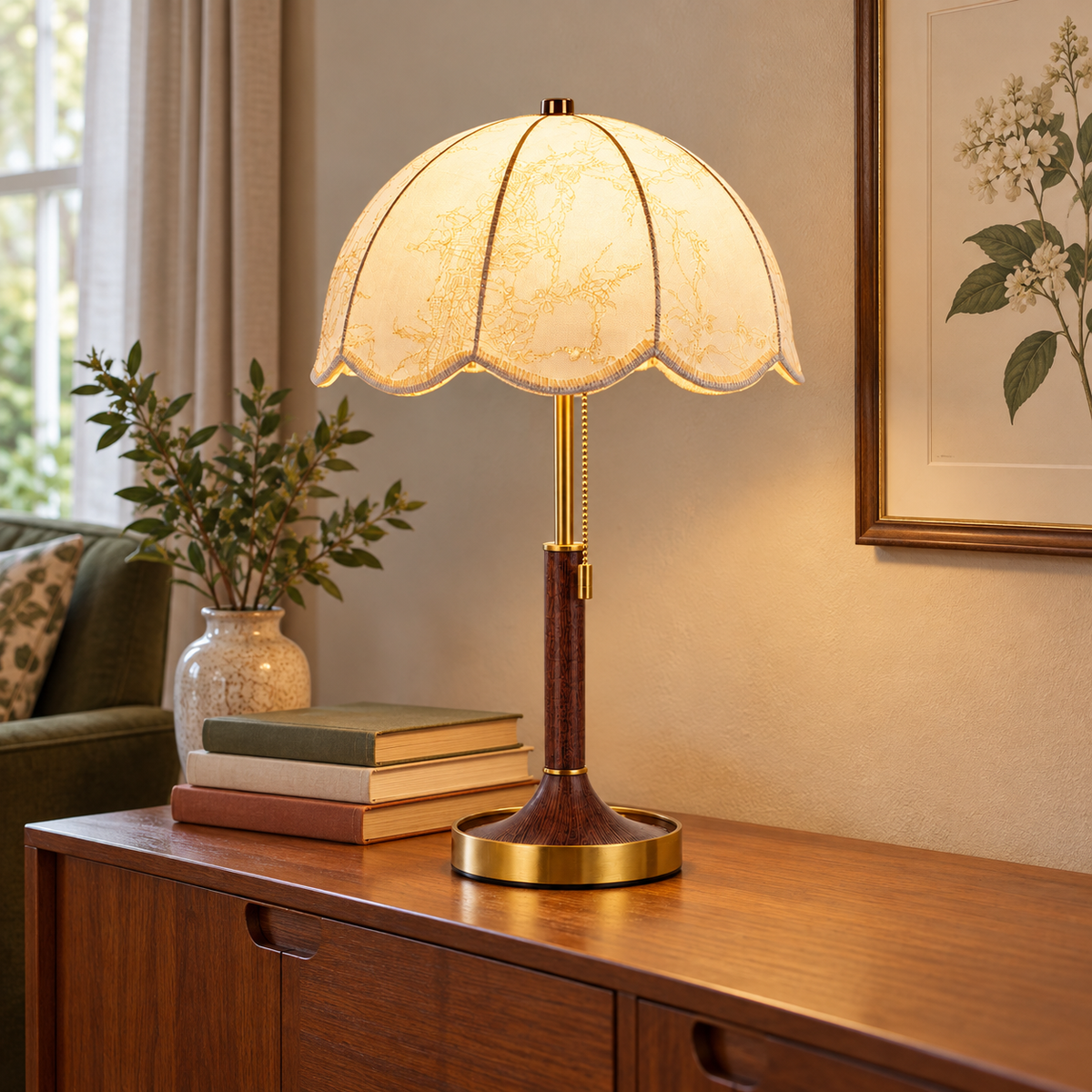 Vintage Floral Fabric Table Lamp