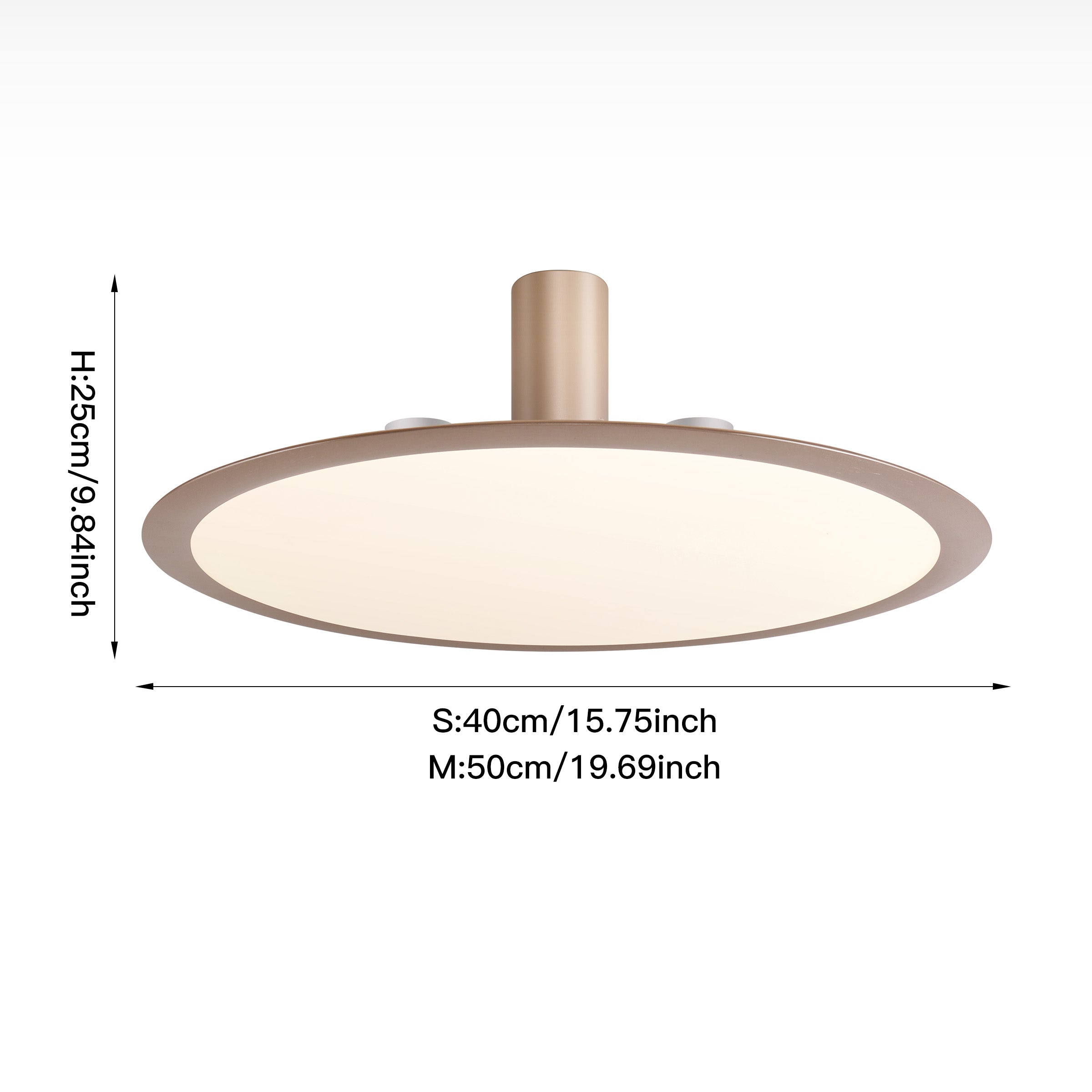 Brushed Rose Gold Aluminum Celing Light with Stepless Dimming