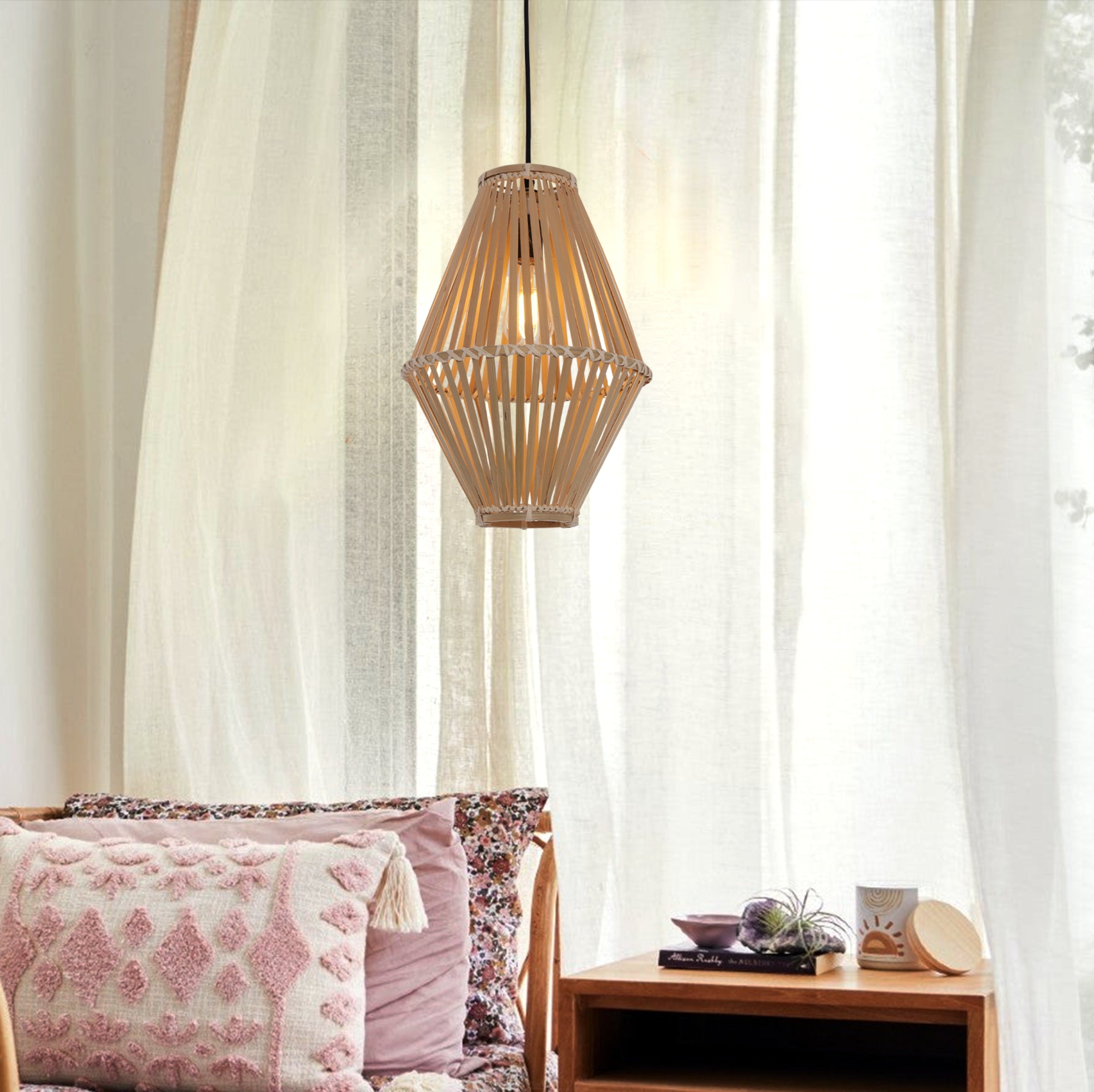 Sustainable Geometric Bamboo Pendant Light
