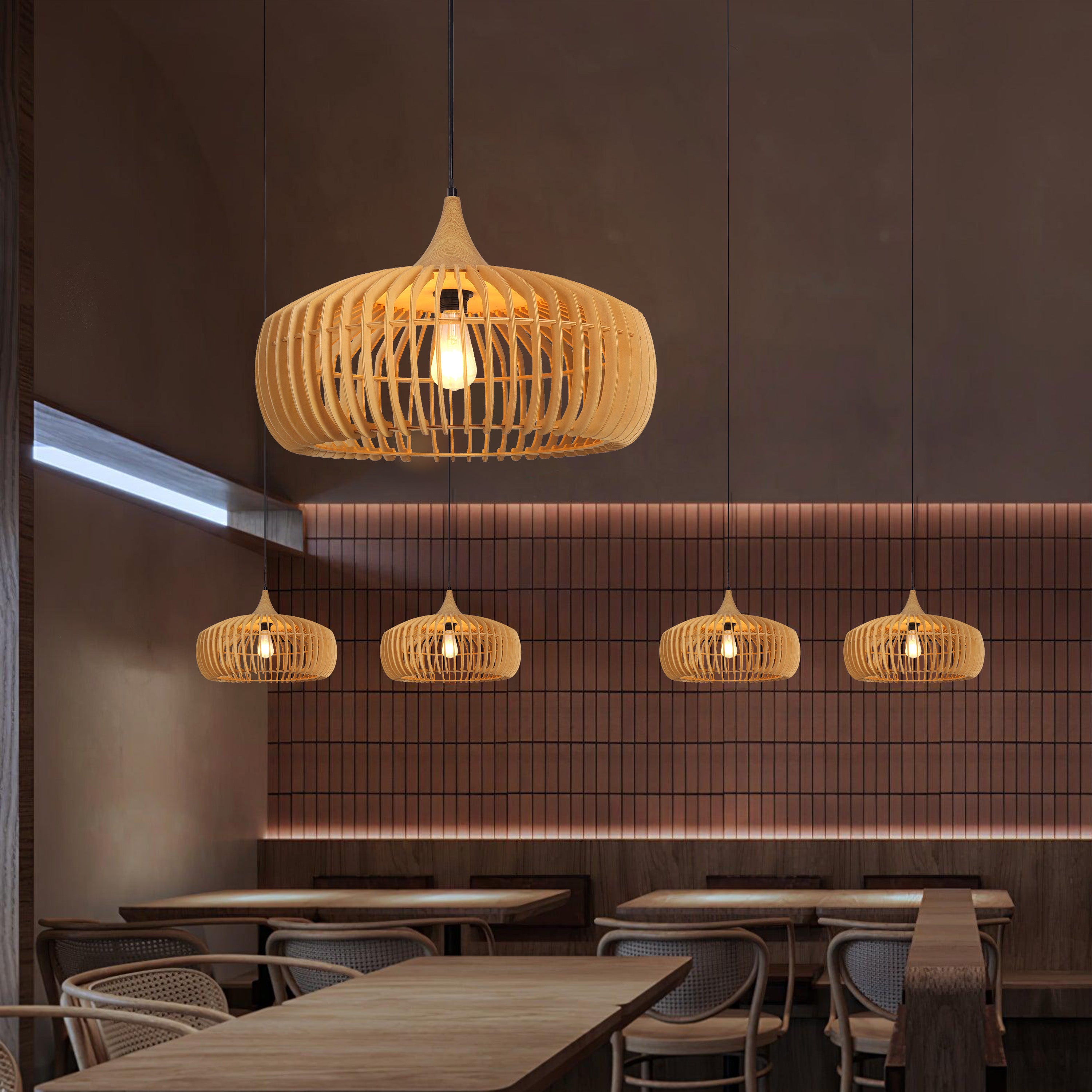 Handmade Wood Pendant Light Fixture – Warm Natural Style Lighting