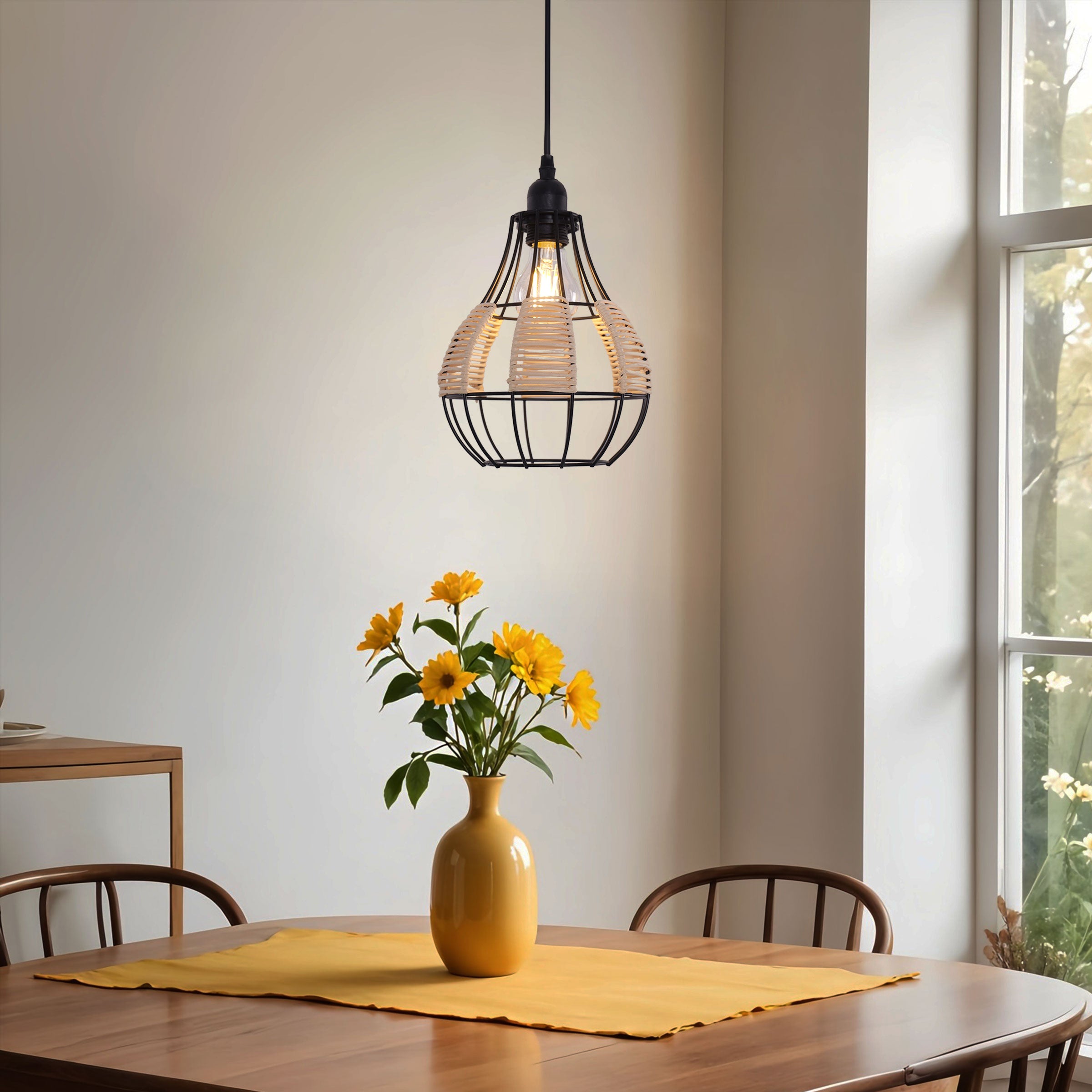Basketweave Rattan Pendant Light for Cozy Earthy Elegance