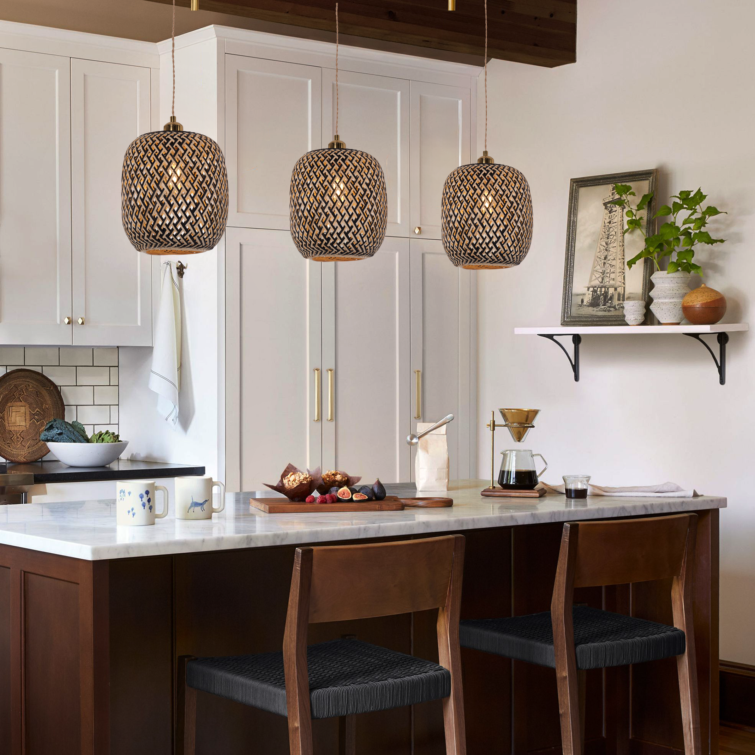 Rounded Bamboo Pendant Light for Modern Spaces