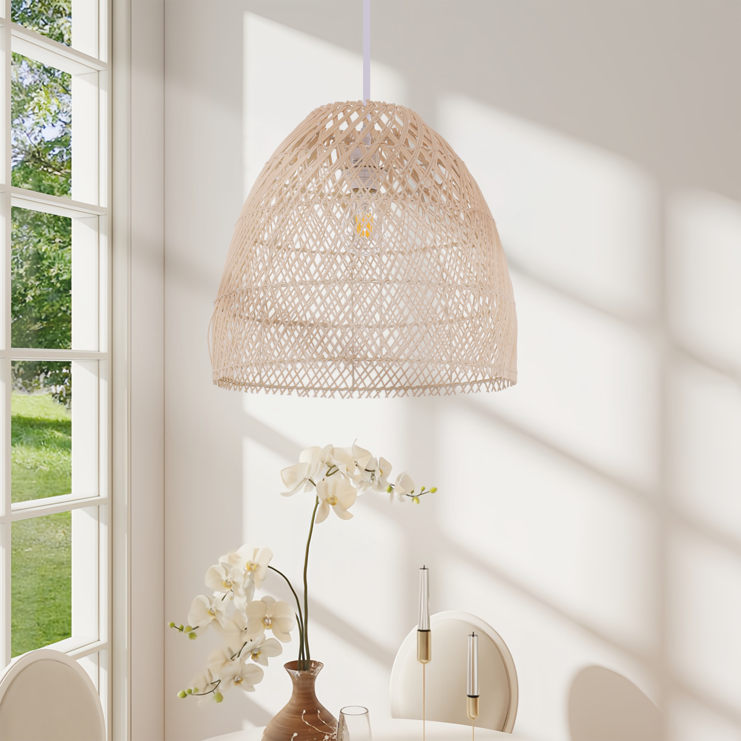 TerraBell Dome Shaped Rattan Hanging Light