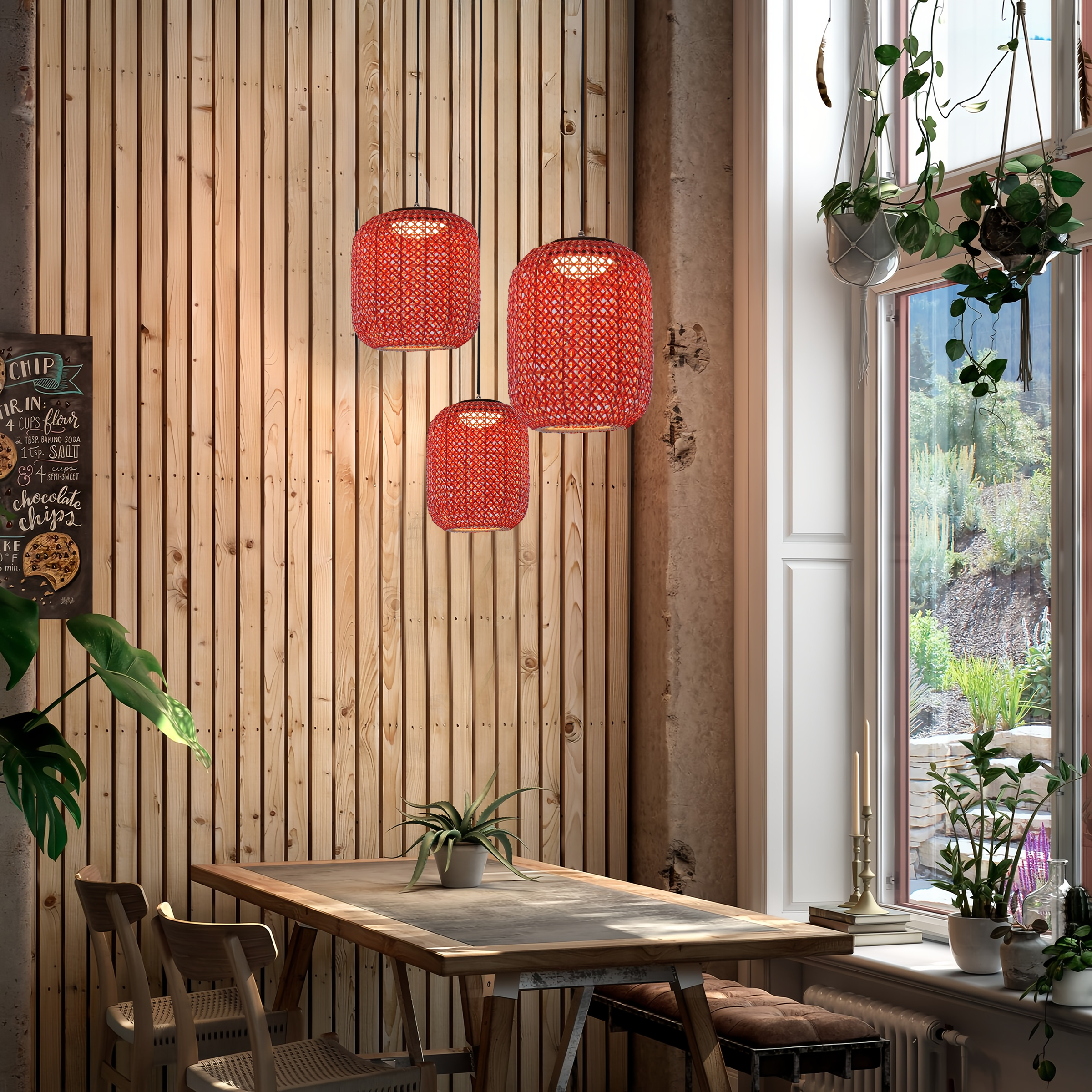 Designer High-End Handwoven Multi-Light Outdoor Pendant Light