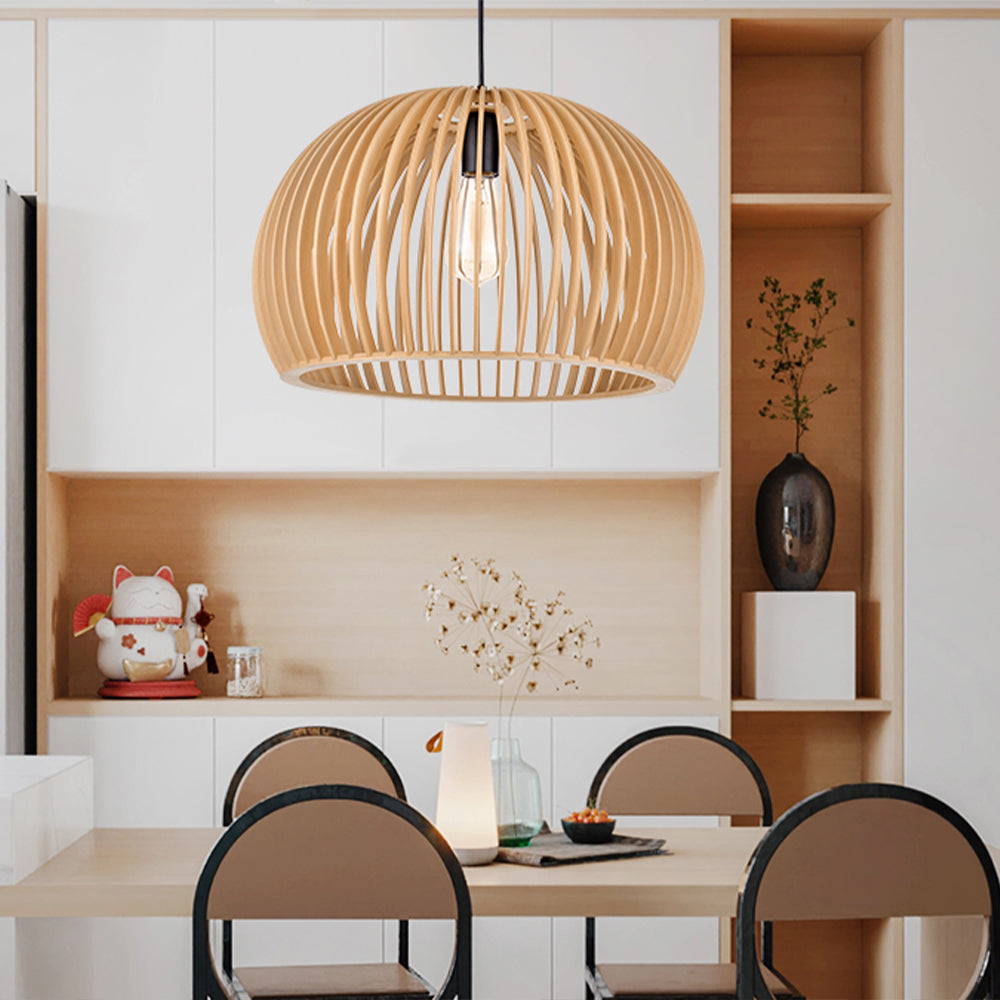 Wooden Pendant Light Modern Rustic Hanging Lamp for Living Room Kitchen
