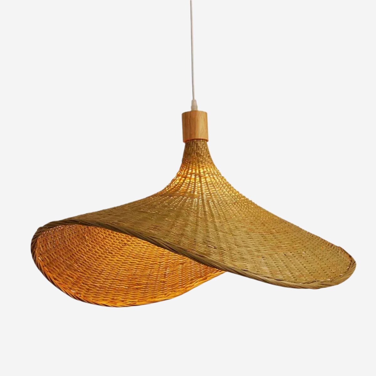 Vintage Straw Hat Rattan Woven Pendant Light for Living Room
