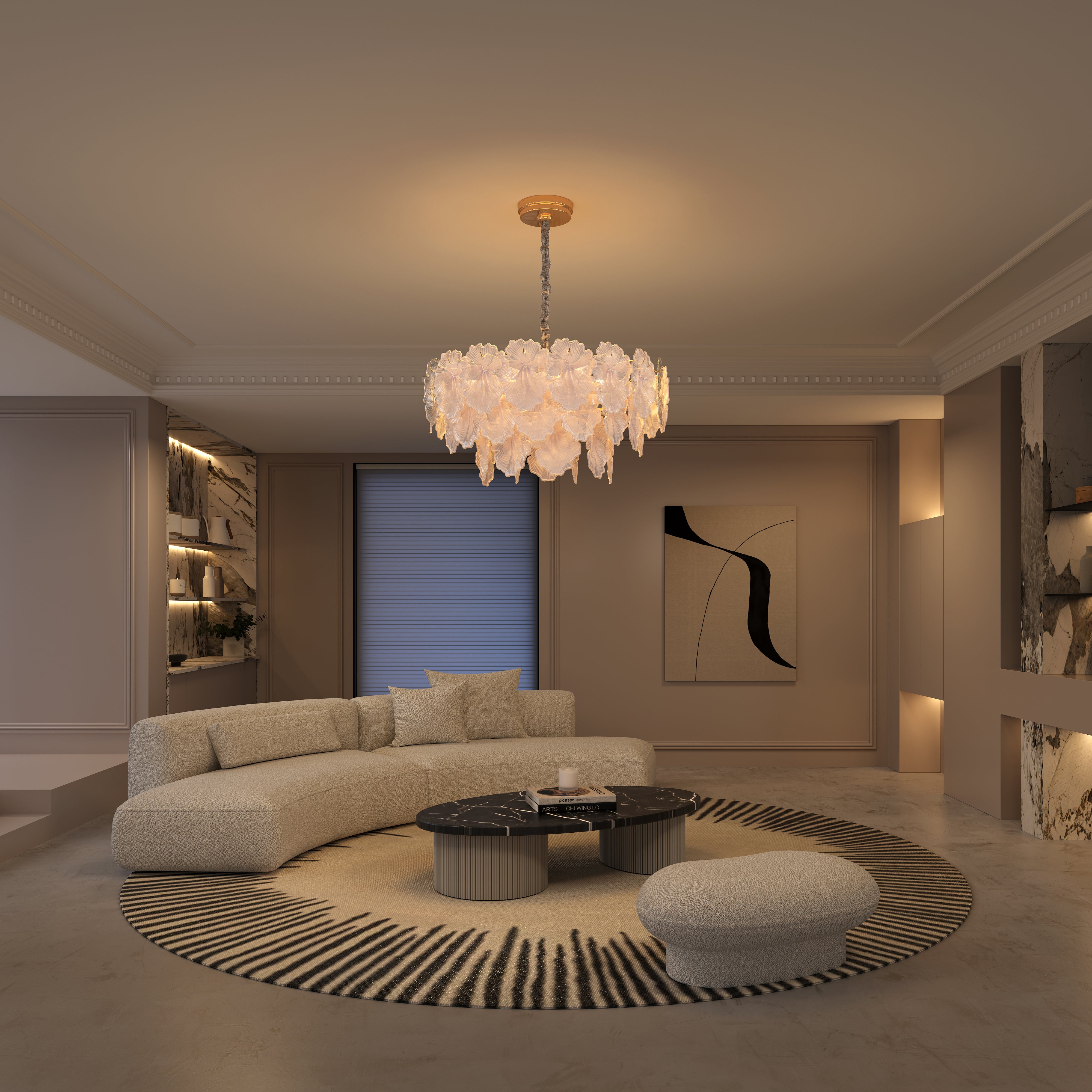 Opulent Glow Elegant Glass Chandelier with Adjustable Elegance