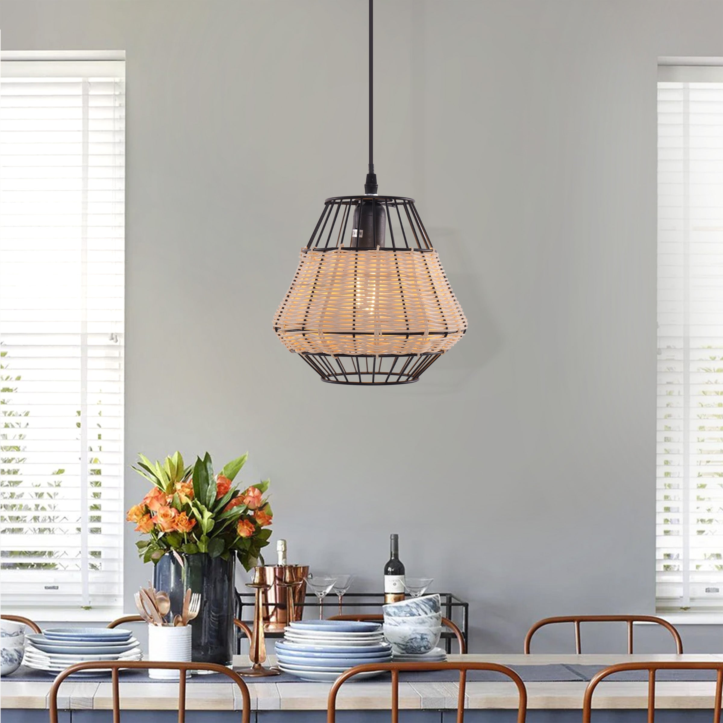 Hexagonal Woven Pendant Light for Natural Warmth and Modern Style