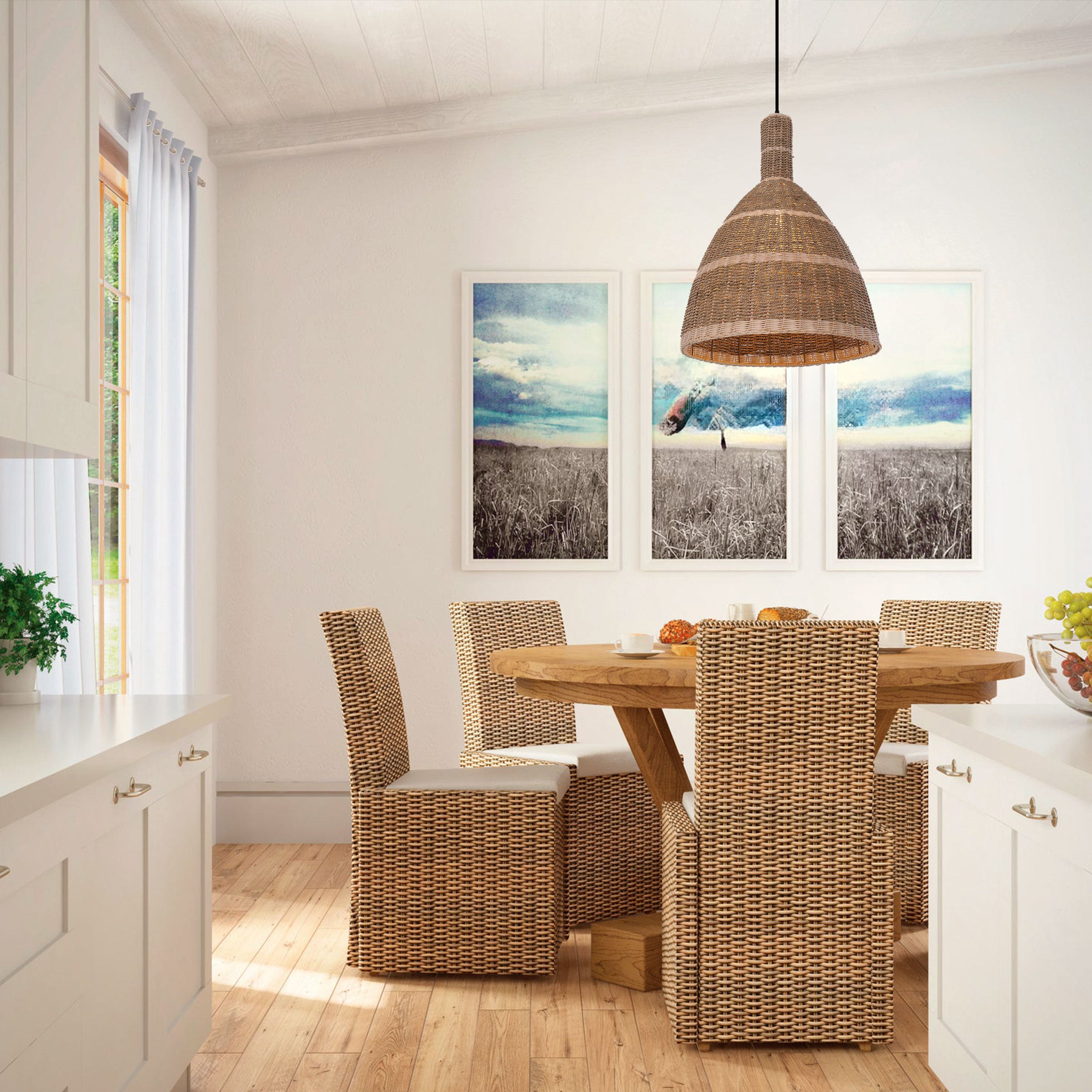 Natural Woven Grass Dome Pendant Light for Cozy Interiors